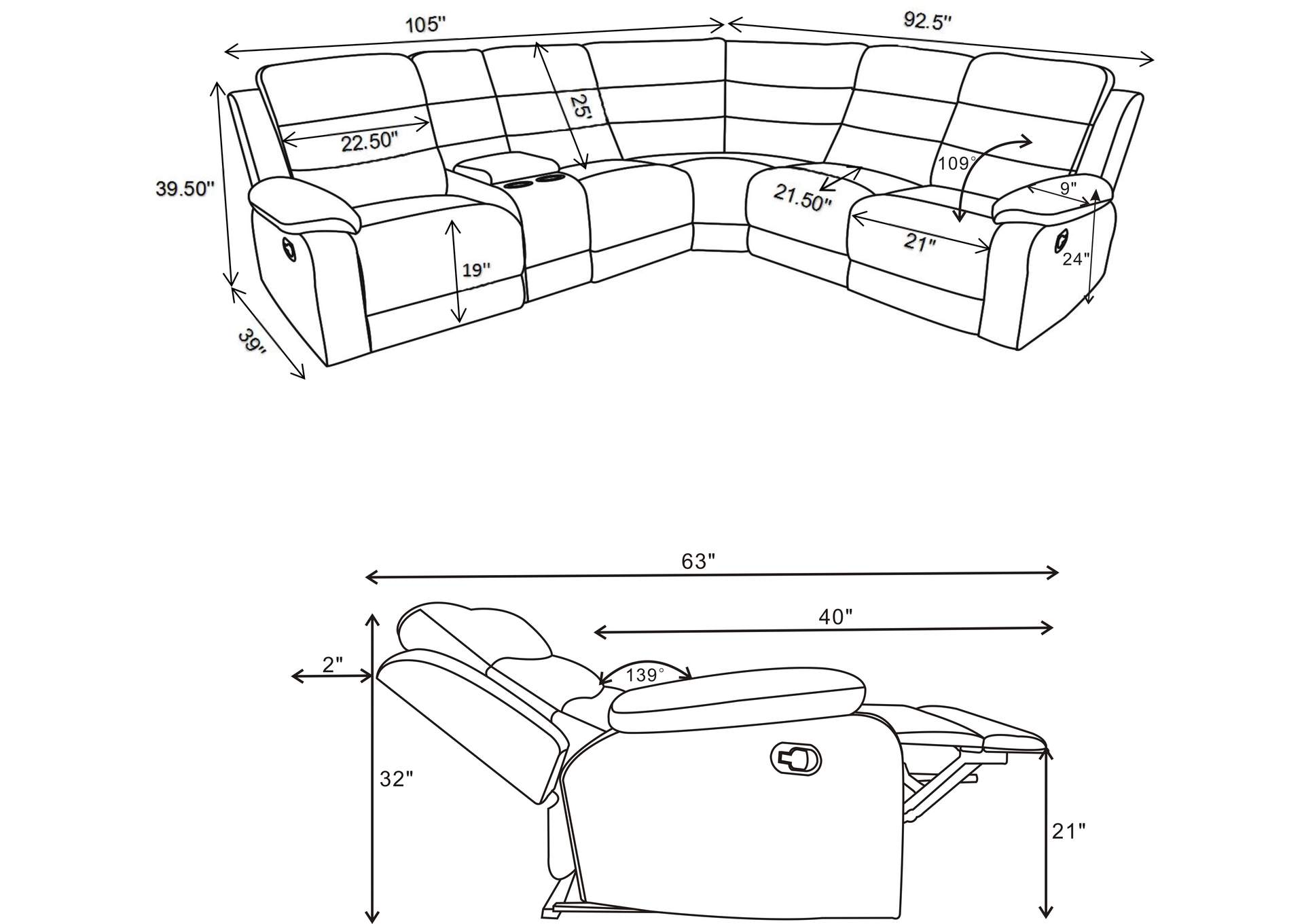 David 3-piece Upholstered Motion Sectional with Pillow Arms Smoke,Coaster Furniture