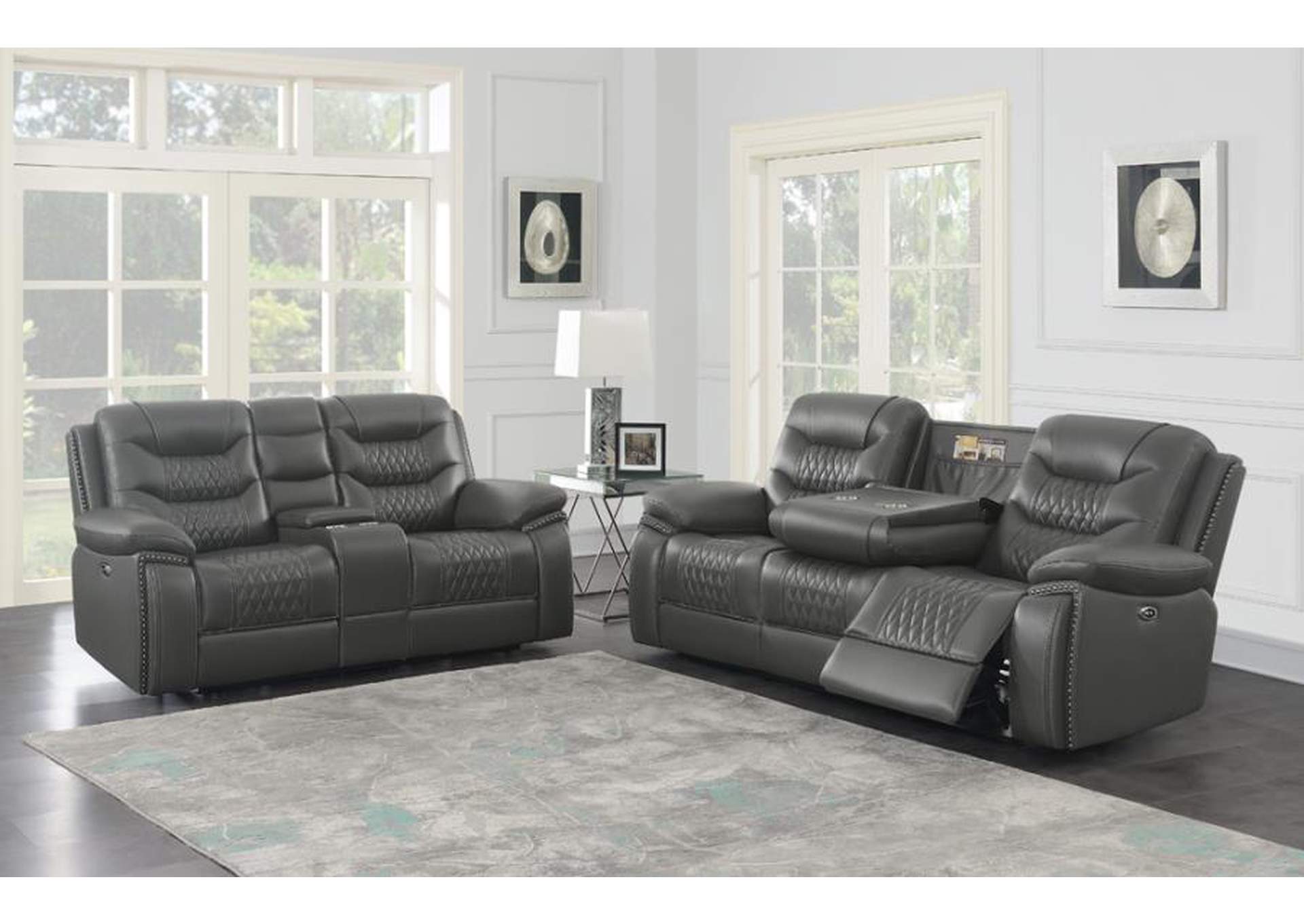 Flamenco 2-piece Tufted Upholstered Power Living Room Set Charcoal,Coaster Furniture