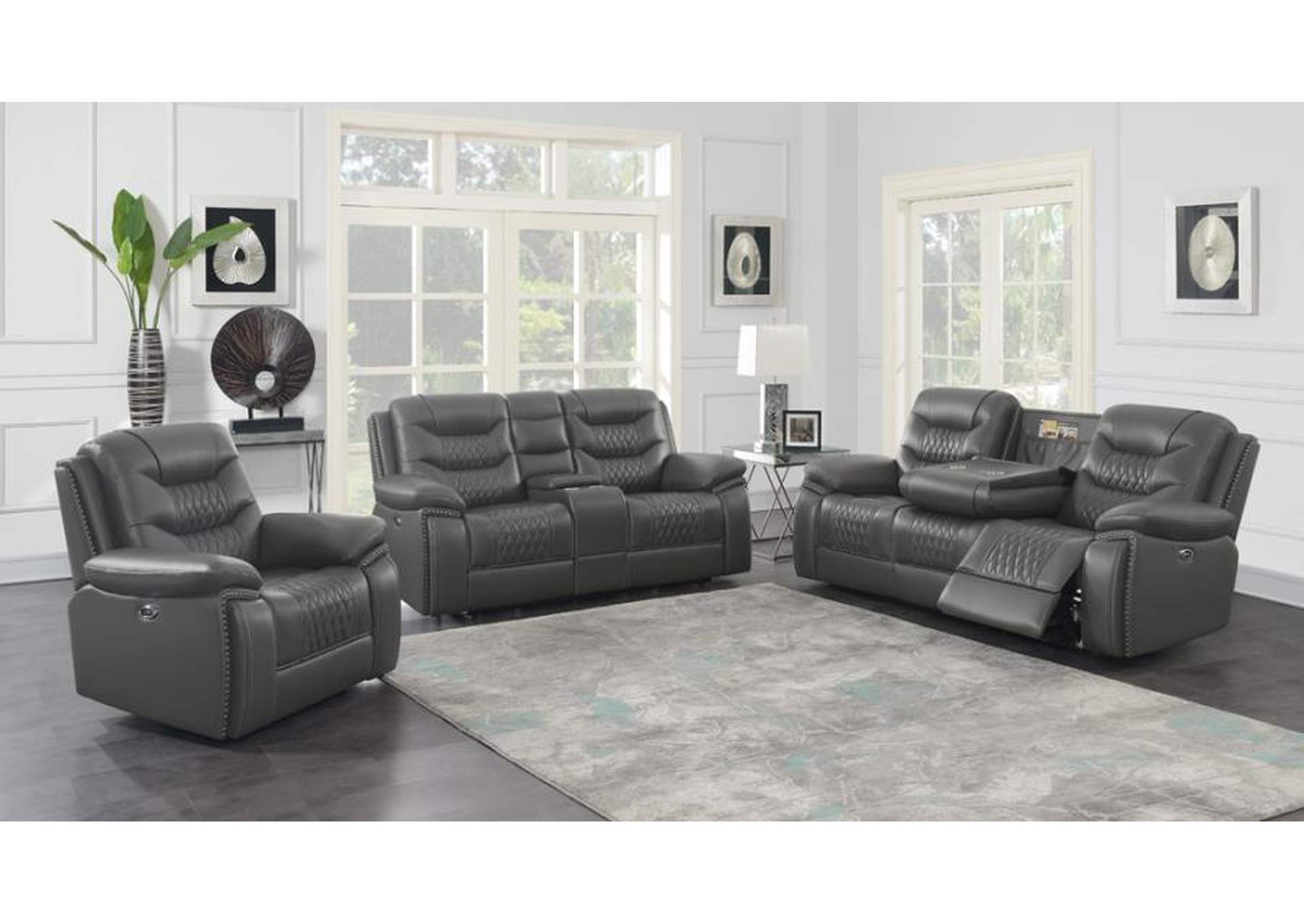 Flamenco 3-piece Tufted Upholstered Power Living Room Set Charcoal,Coaster Furniture