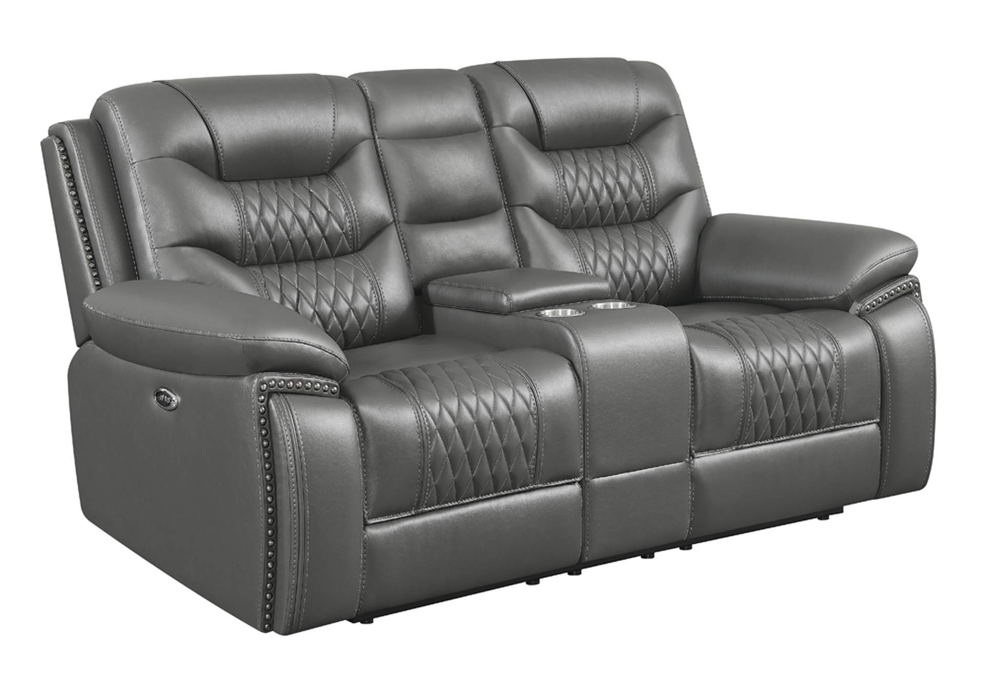 Flamenco Tufted Upholstered Power Loveseat with Console Charcoal,Coaster Furniture