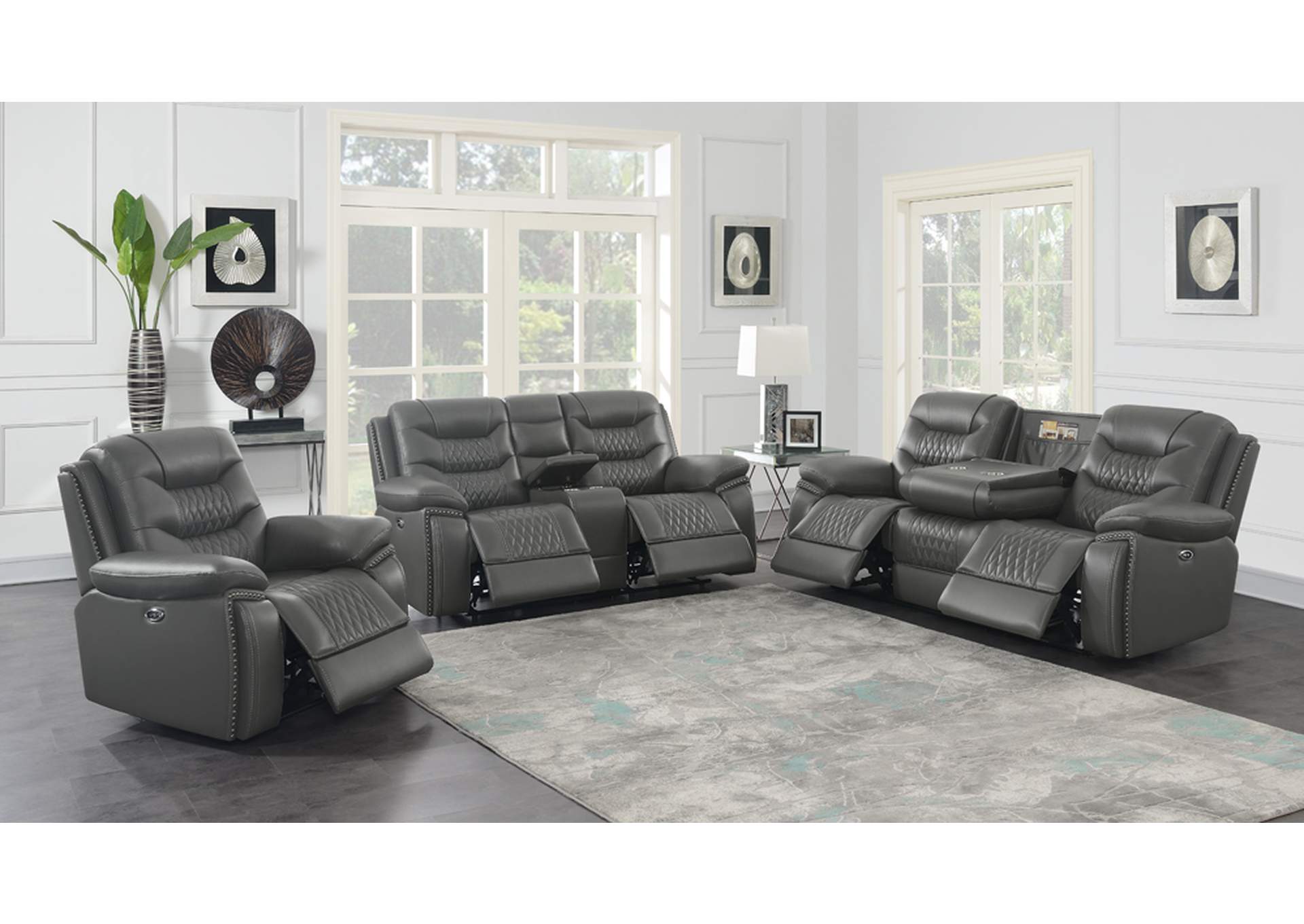 Flamenco Tufted Upholstered Power Loveseat with Console Charcoal,Coaster Furniture