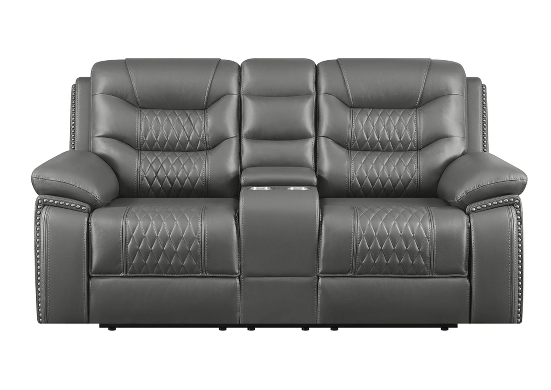 Flamenco Tufted Upholstered Power Loveseat with Console Charcoal,Coaster Furniture