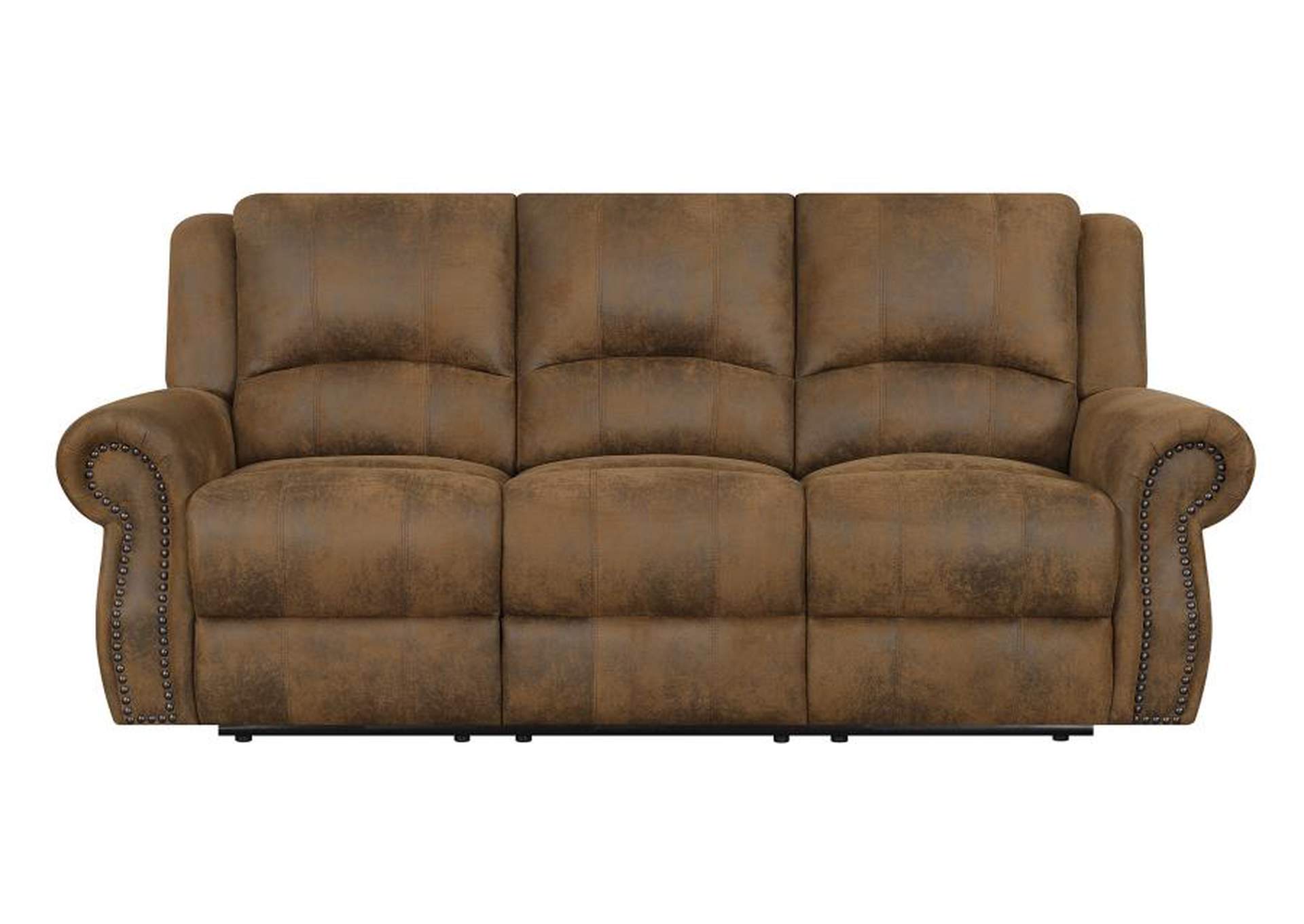 Sir Rawlinson Rolled Arm Motion Sofa With Nailhead Trim Buckskin Brown,Coaster Furniture