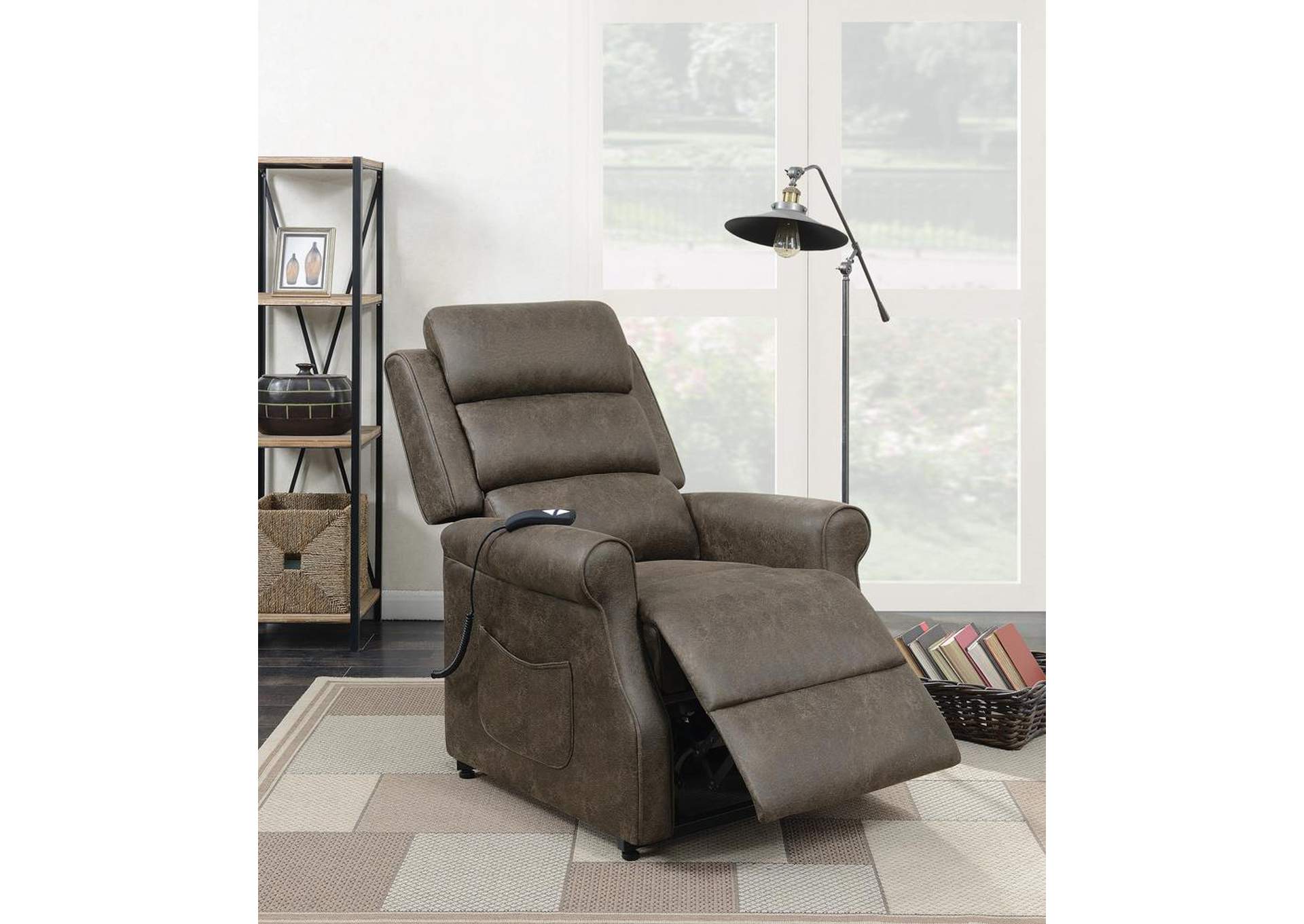 Upholstered Power Lift Recliner Brown,Coaster Furniture