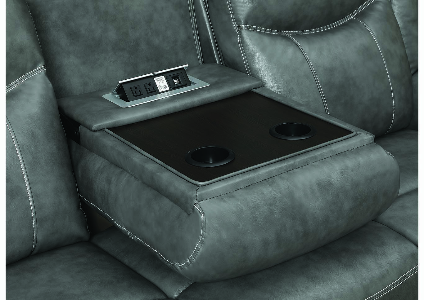 Granite Gray Conrad Transitional Grey Power Sofa,Coaster Furniture