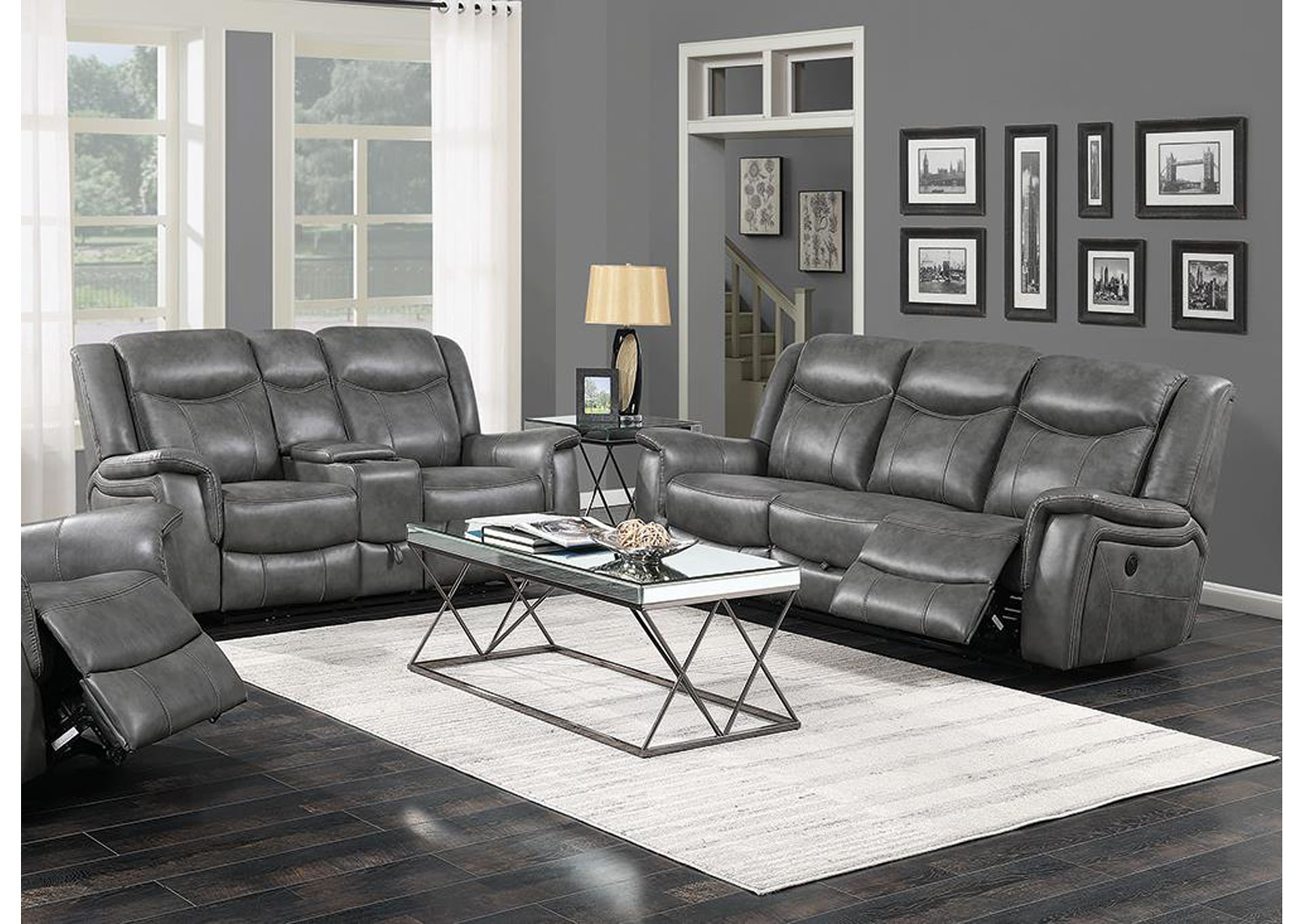 Conrad Transitional Grey Motion Sofa,Coaster Furniture