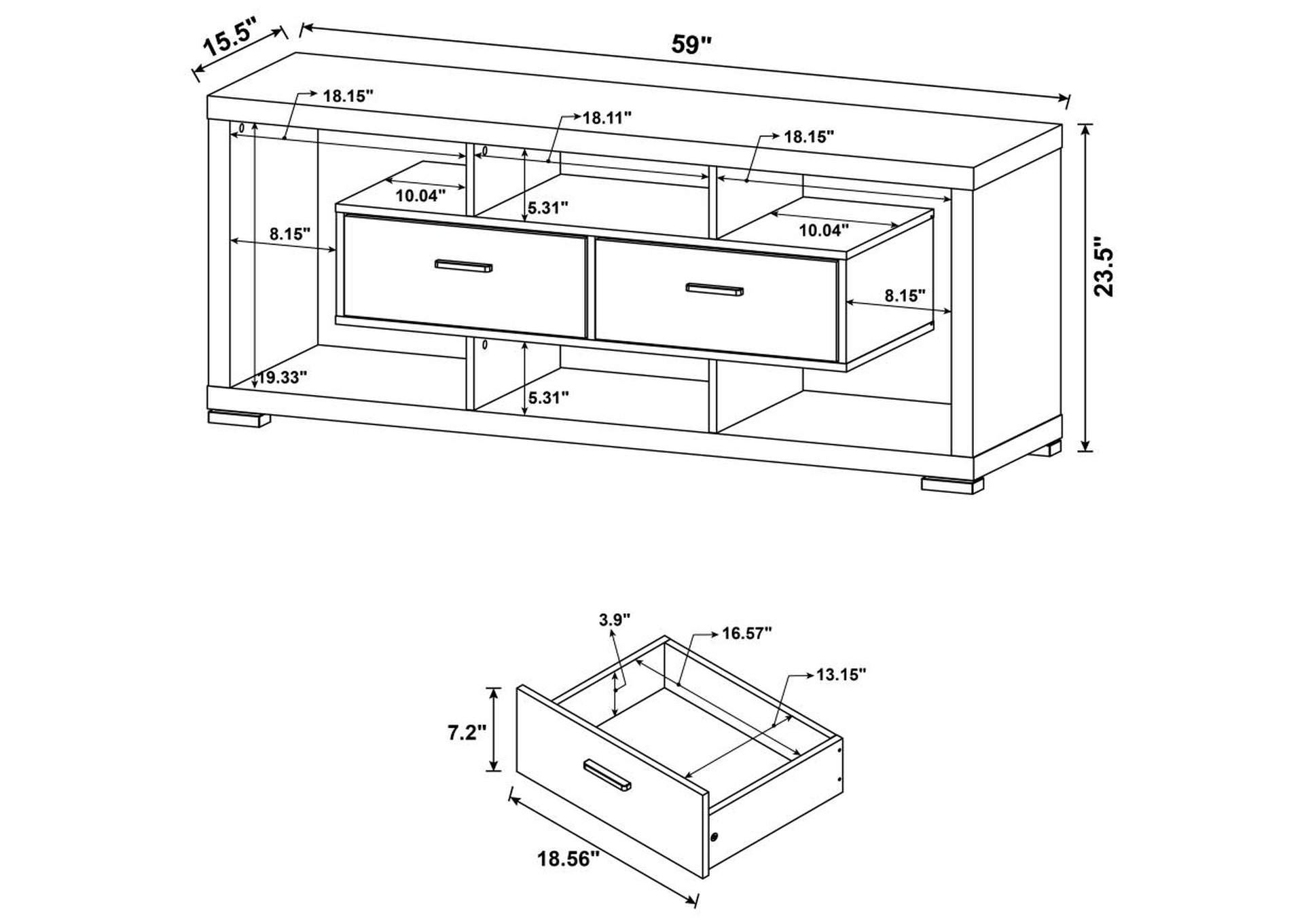 Darien 2-drawer Rectangular TV Console White,Coaster Furniture