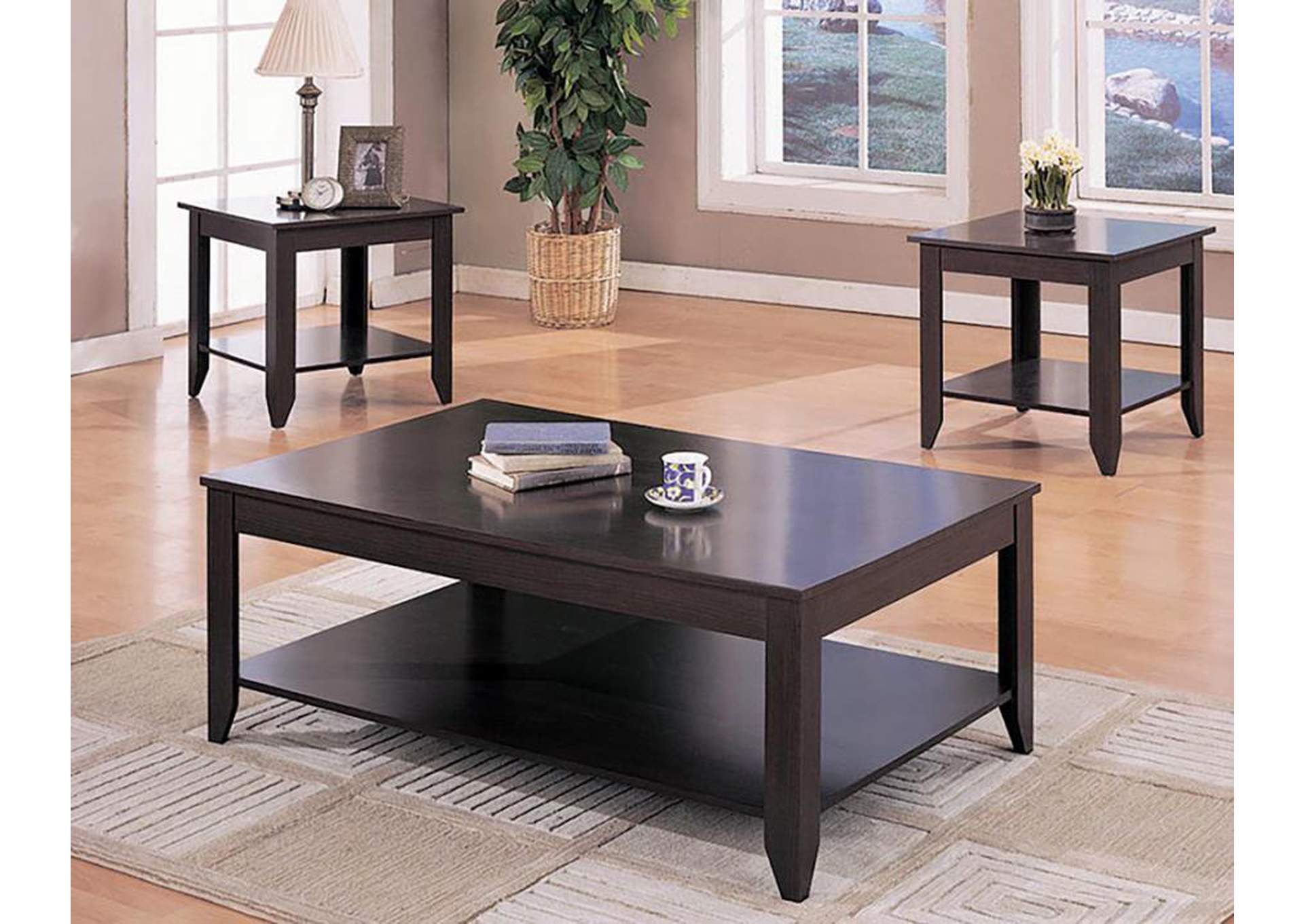 Stewart 3-piece Occasional Table Set with Lower Shelf Cappuccino,Coaster Furniture
