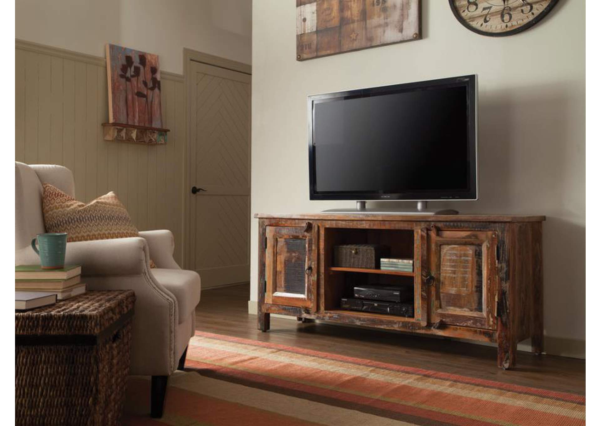 Genesis 2-Door Tv Console Reclaimed Wood,Coaster Furniture