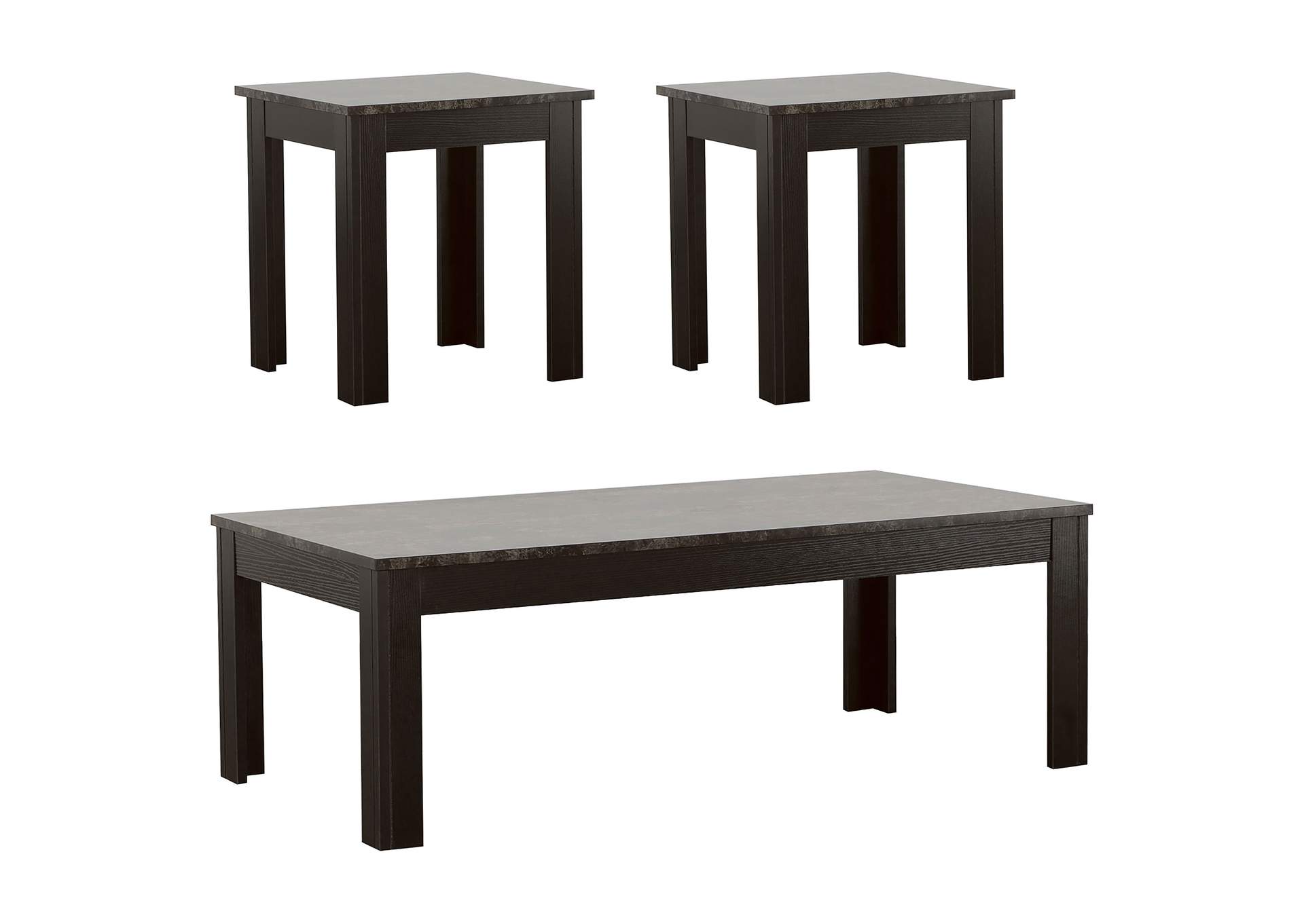 Silas 3-piece Faux-marble Top Occasional Table Set Black,Coaster Furniture