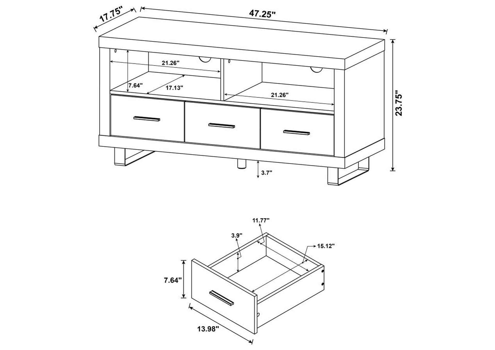 Alton 48" 3-drawer TV Console Black Oak,Coaster Furniture