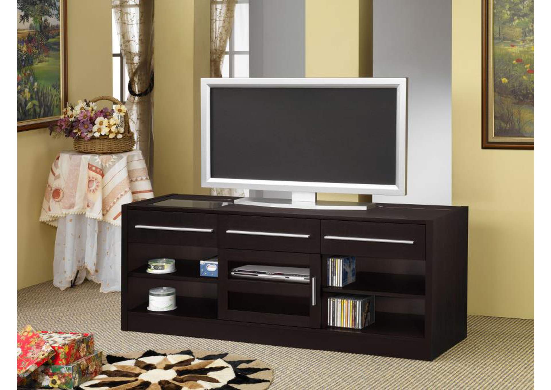 3-drawer Built-in Connect-it TV Console Cappuccino,Coaster Furniture