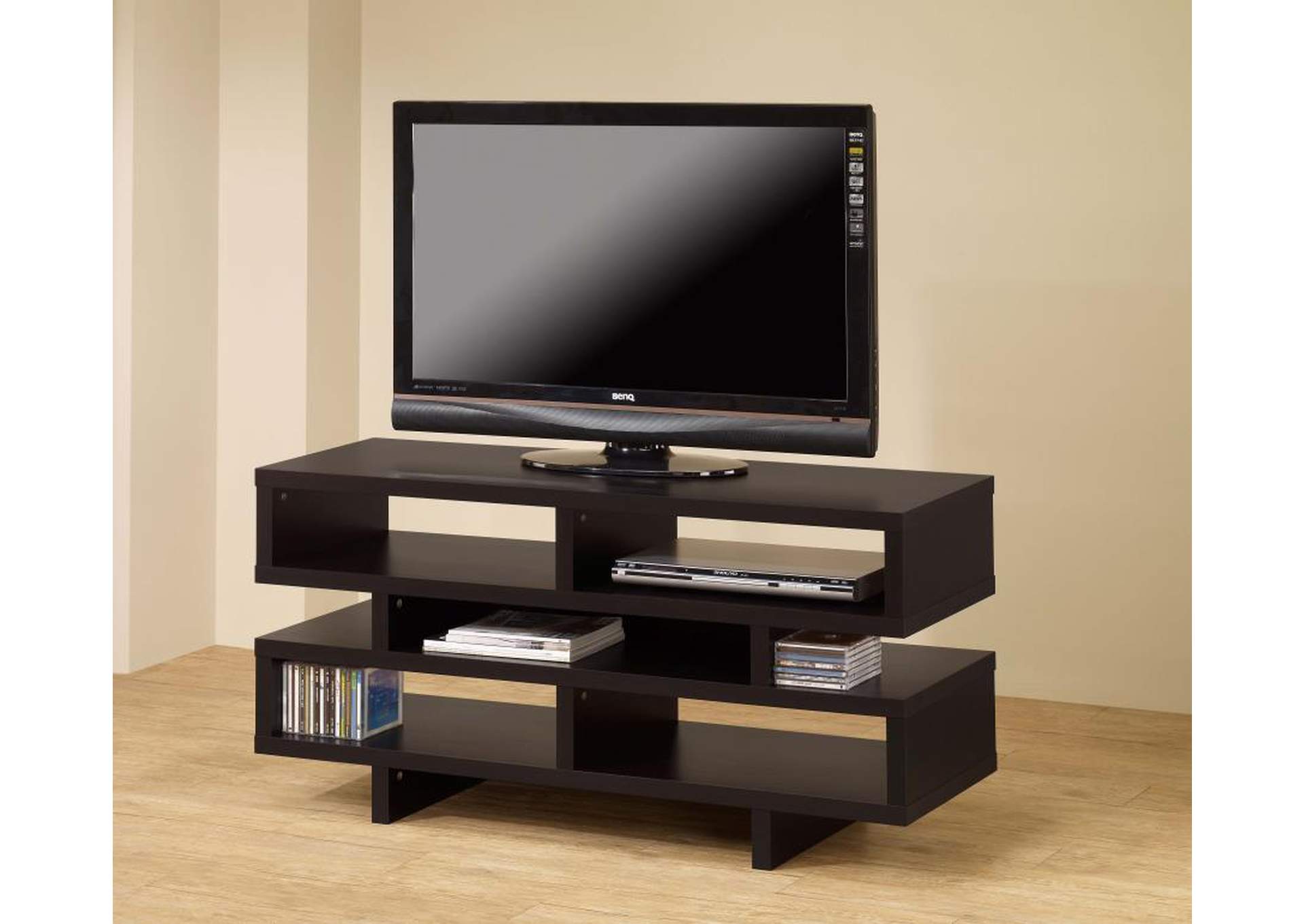 Parker TV Console with 5 Open Compartments Cappuccino,Coaster Furniture