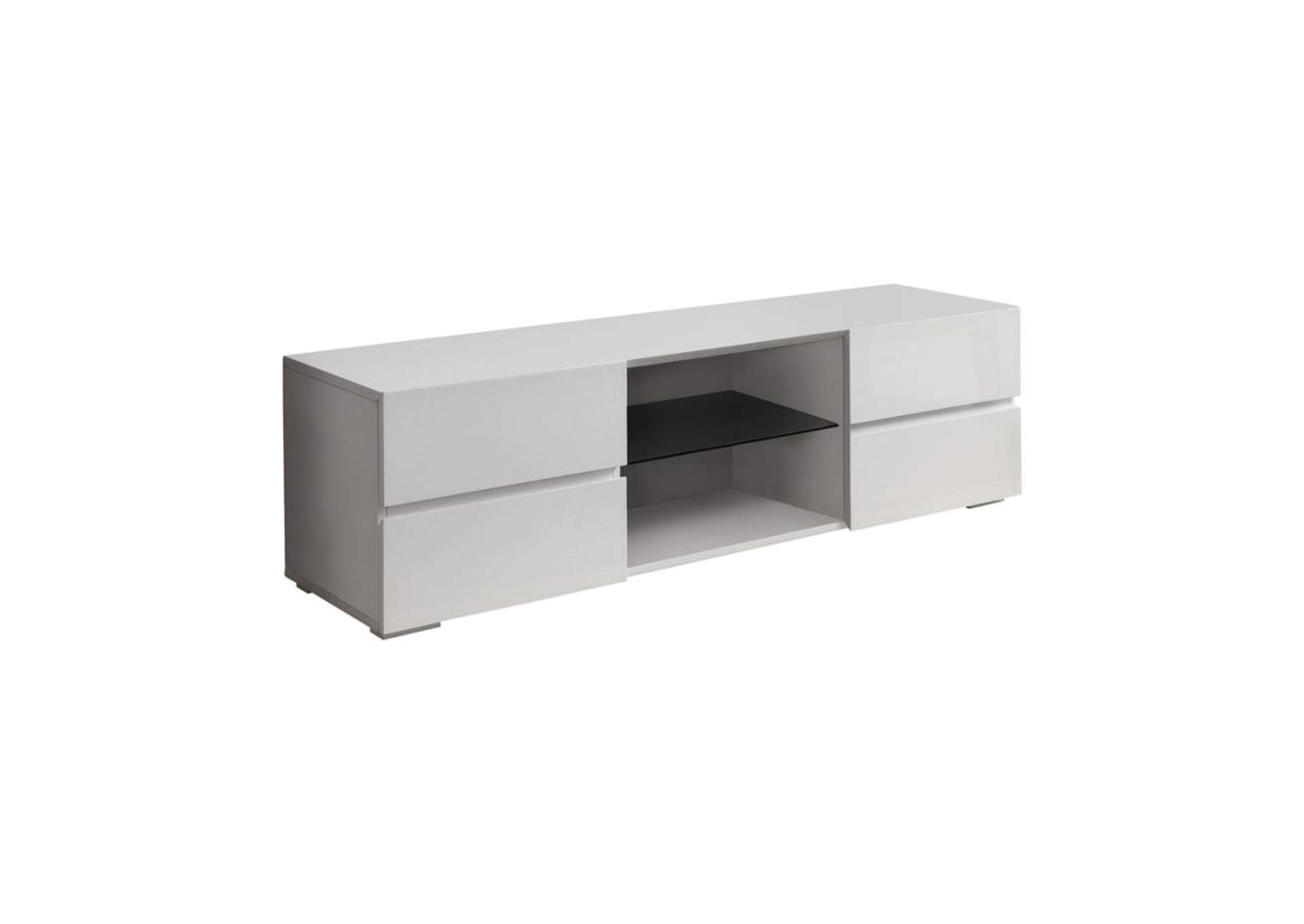 4-drawer TV Console Glossy White,Coaster Furniture