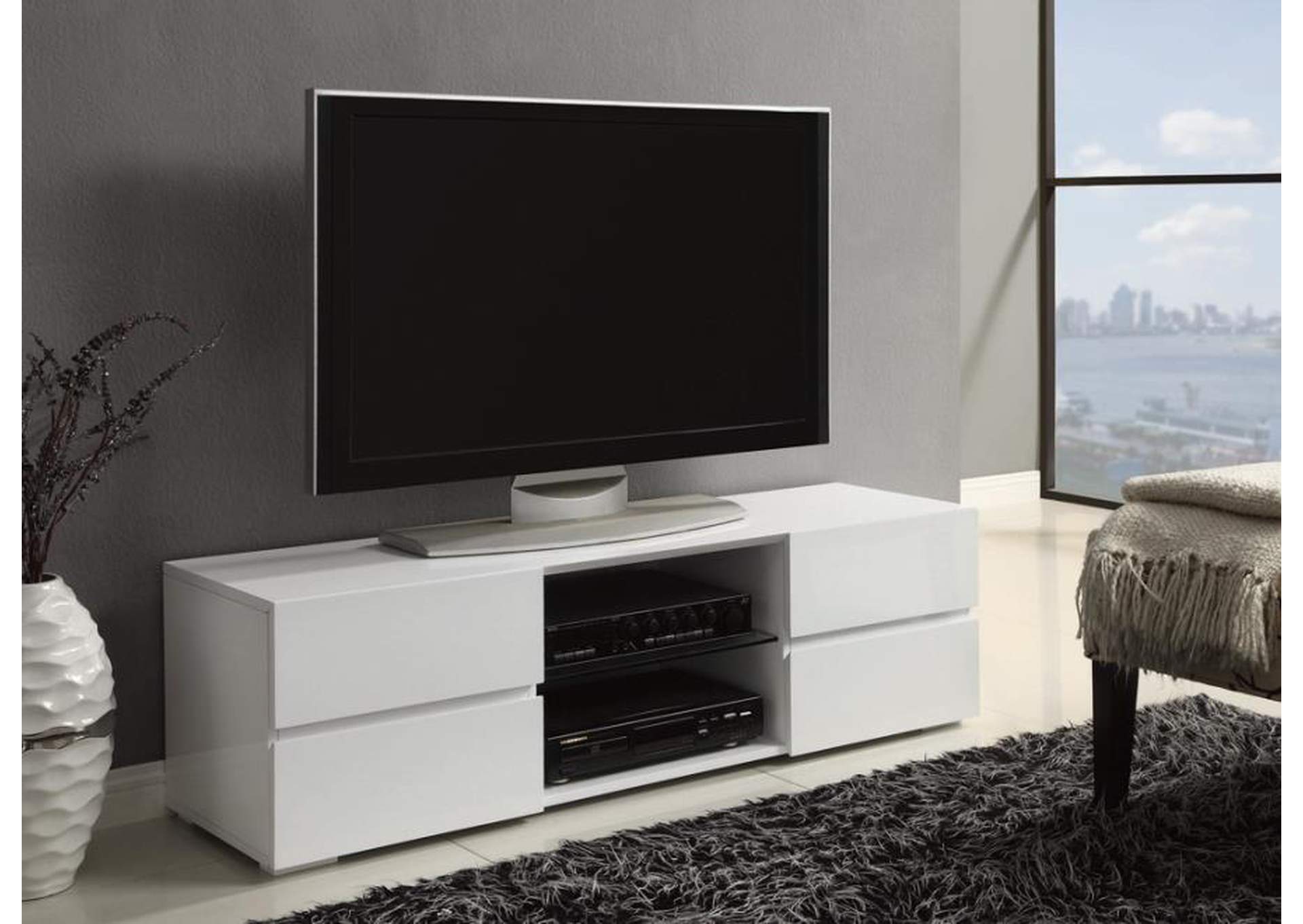 Galvin 4-Drawer Tv Console Glossy White,Coaster Furniture