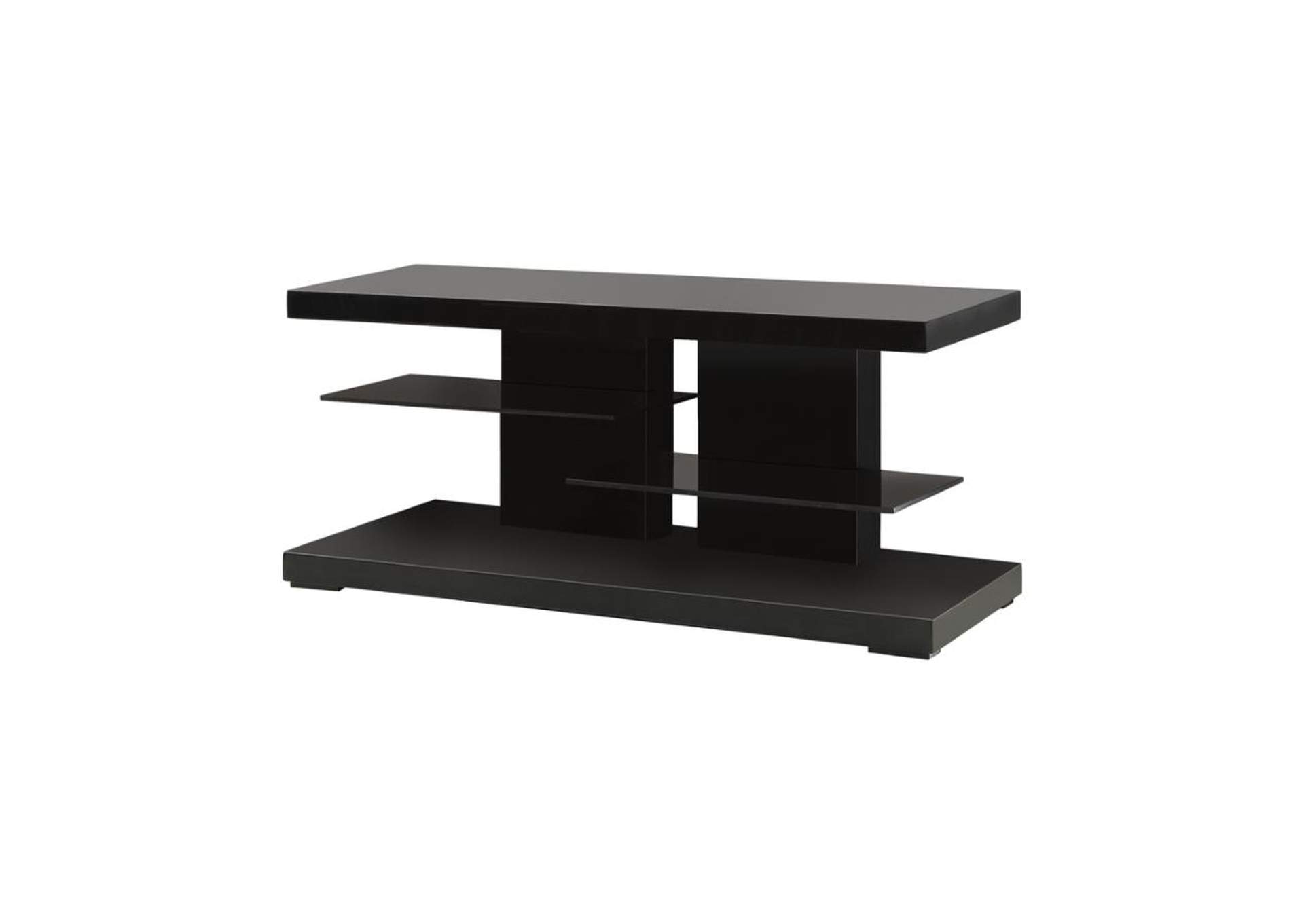 2-shelf TV Console Glossy Black,Coaster Furniture