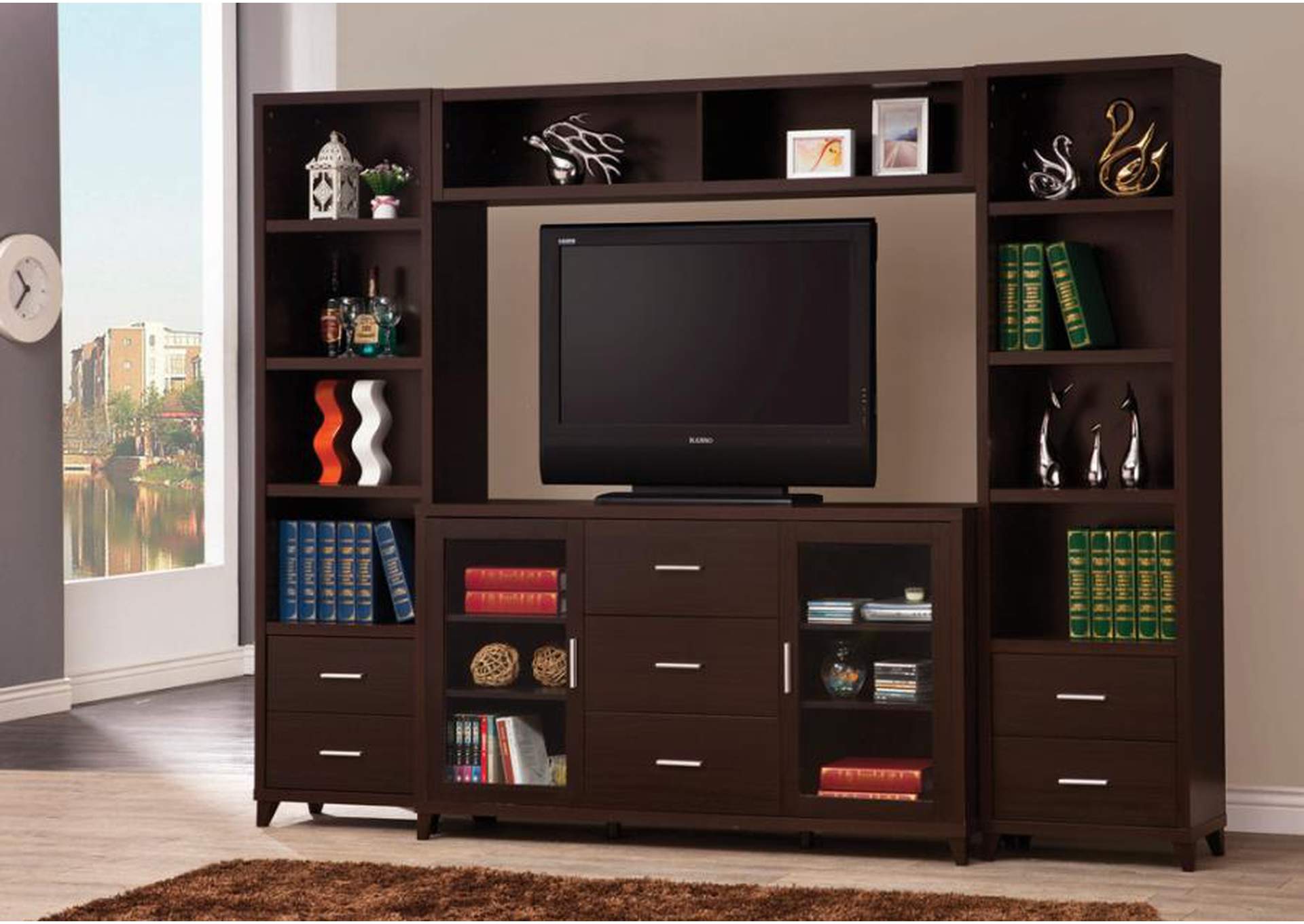 2-door TV Stand with Adjustable Shelves Cappuccino,Coaster Furniture