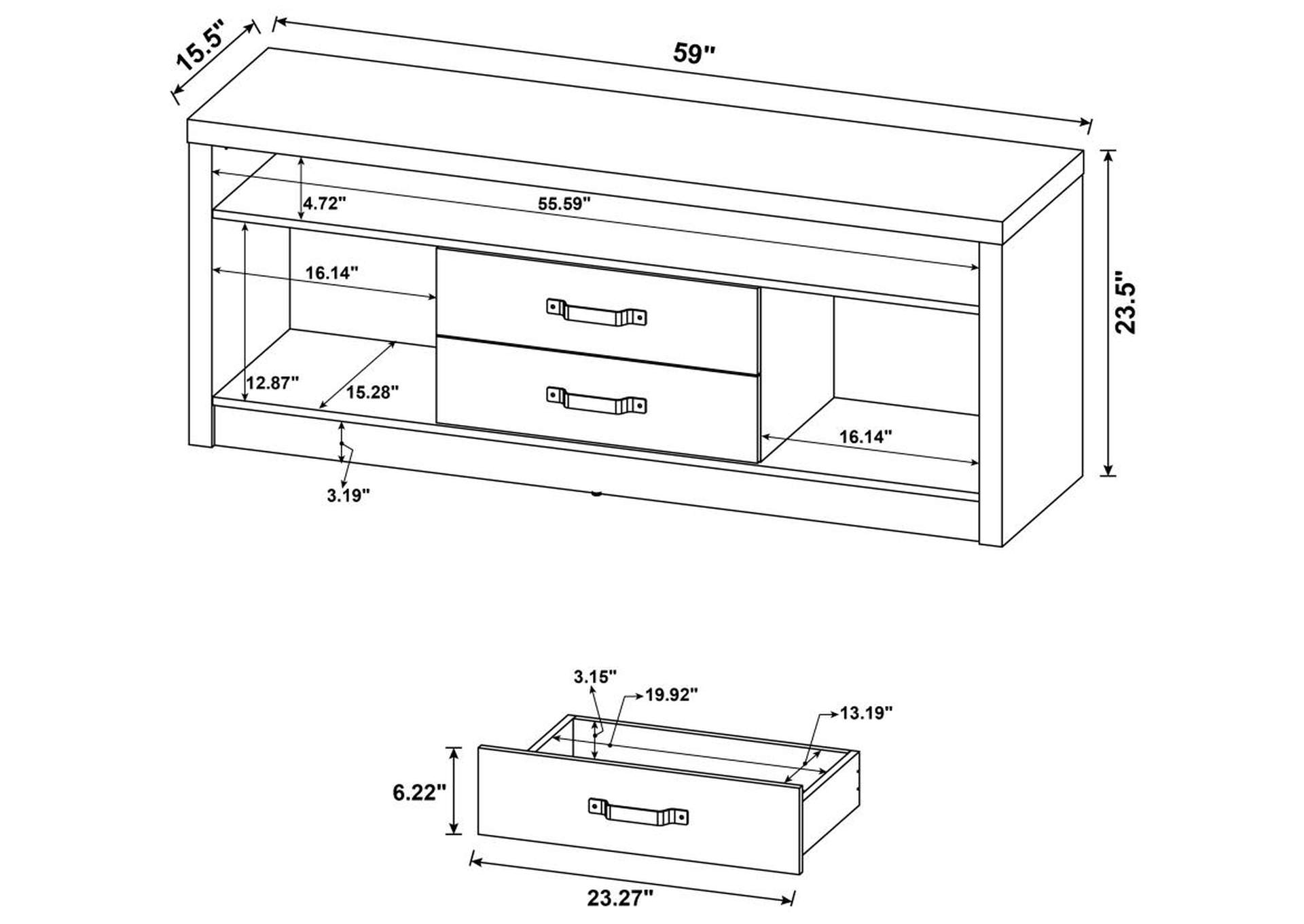 Burke 2-Drawer Tv Console Grey Driftwood,Coaster Furniture