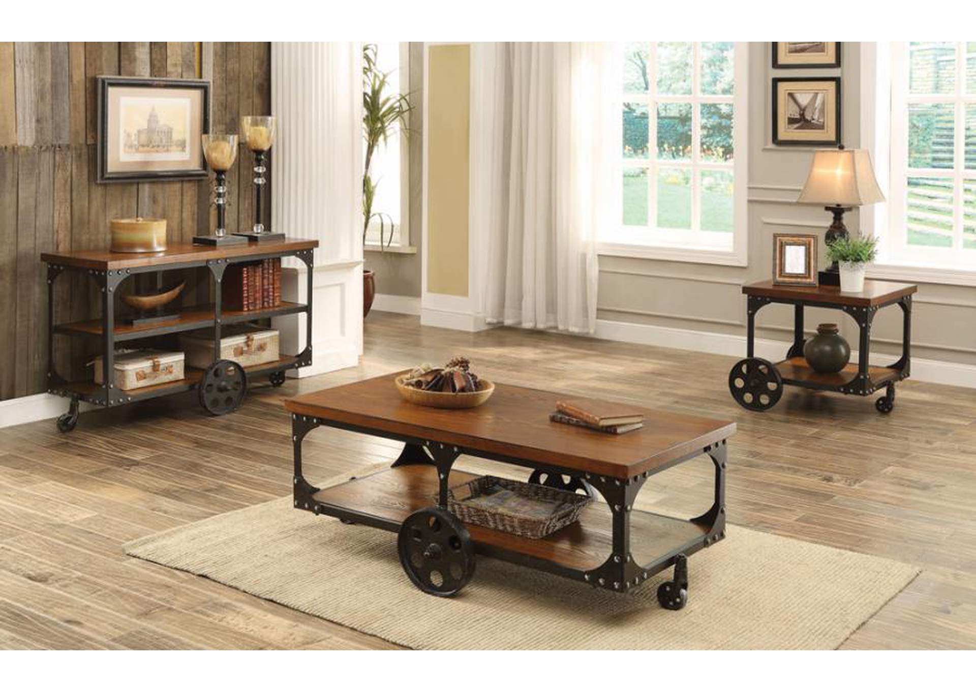 Roy Coffee Table with Casters Rustic Brown,Coaster Furniture