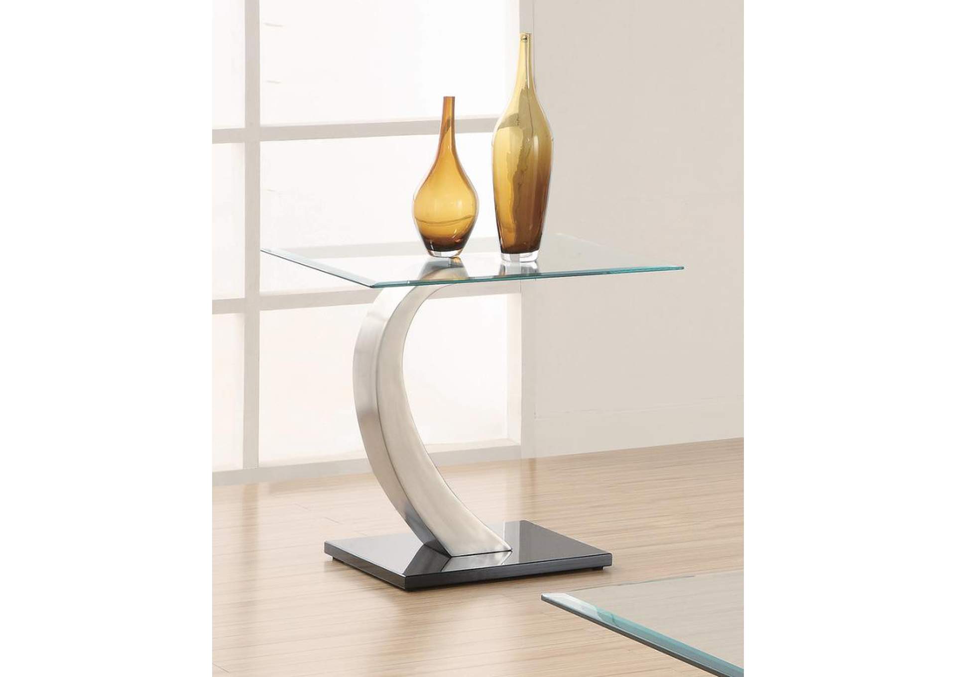 Pruitt Glass Top End Table Clear And Satin,Coaster Furniture