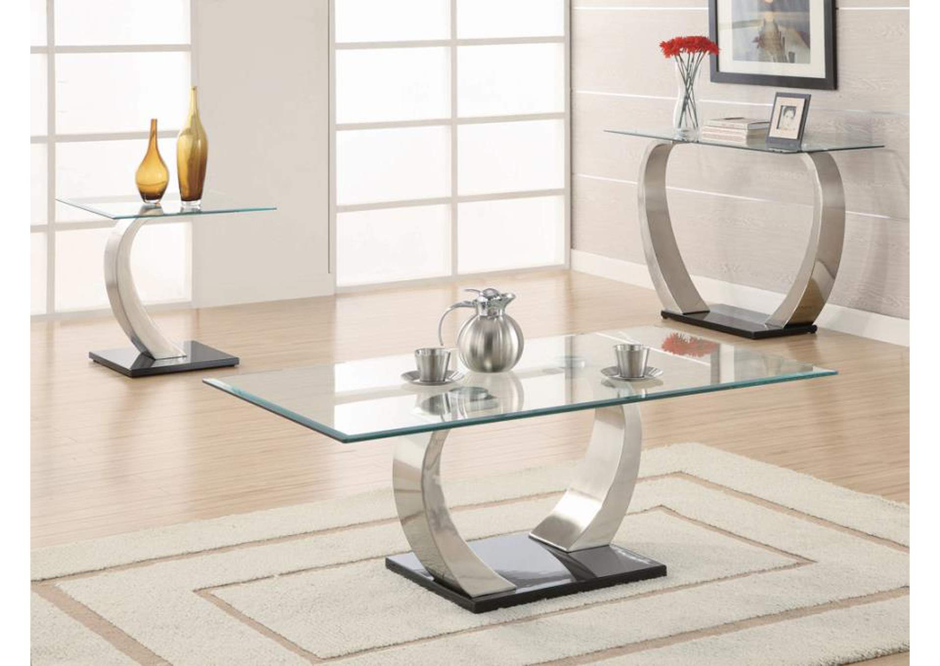 Willemse Glass Top Coffee Table Clear And Satin,Coaster Furniture