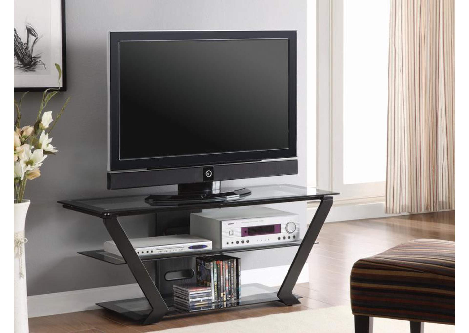 2-tier TV Console Black,Coaster Furniture
