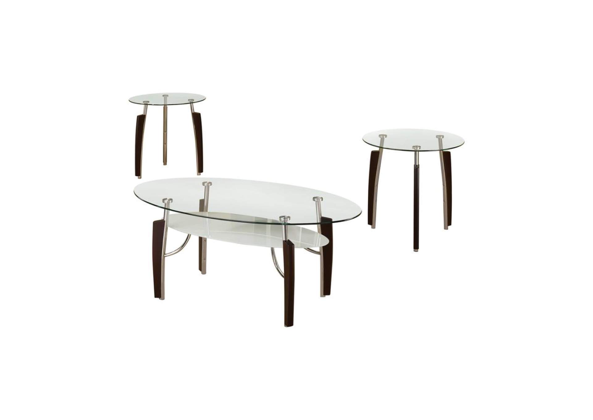 Leskow 3-Piece Occasional Table Set Cappuccino And Chrome,Coaster Furniture