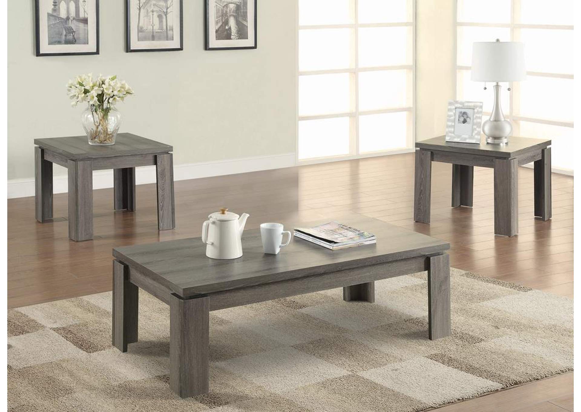 3-piece Occasional Table Set Weathered Grey,Coaster Furniture