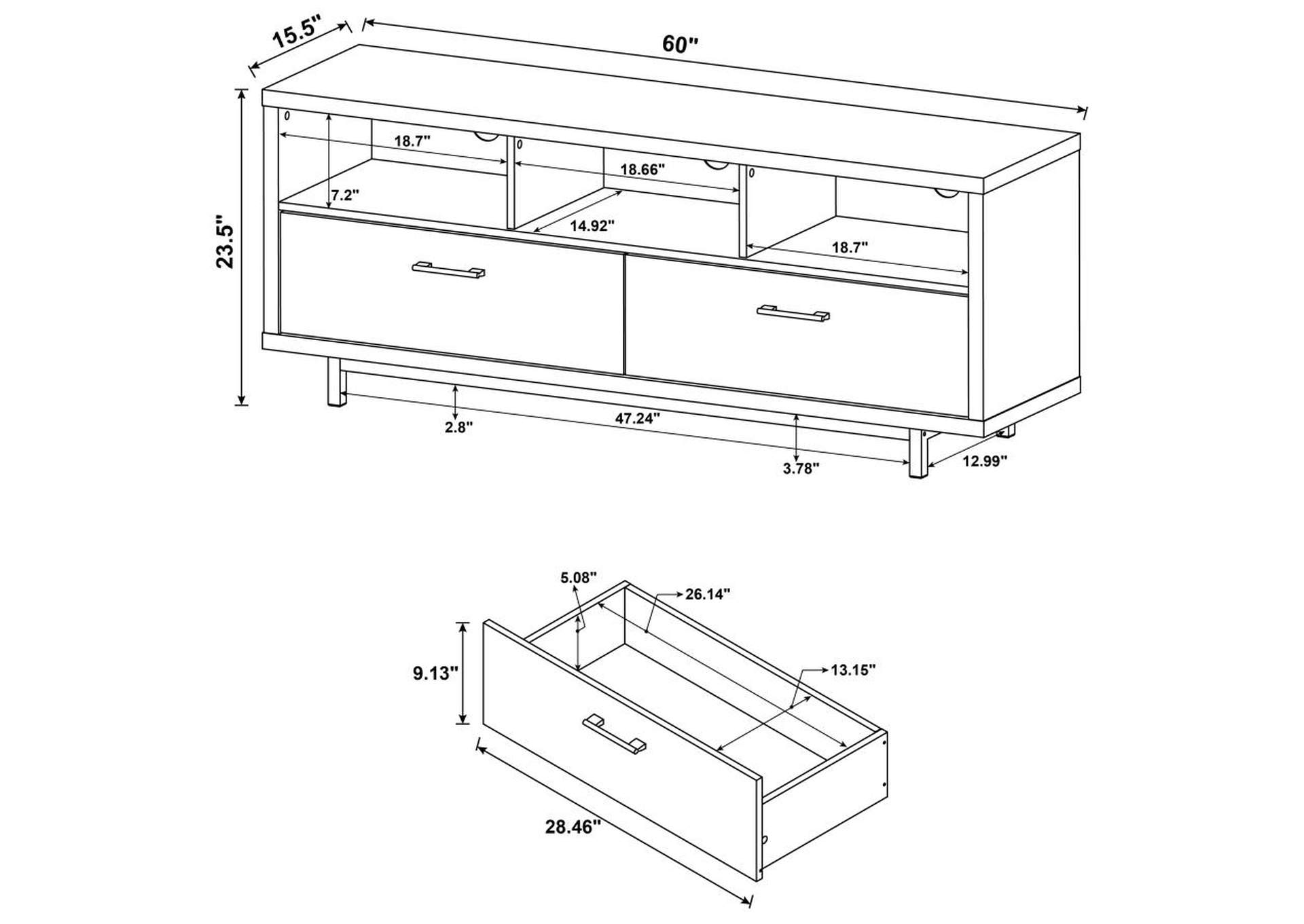 Casey 2-Drawer Rectangular Tv Console Cappuccino,Coaster Furniture