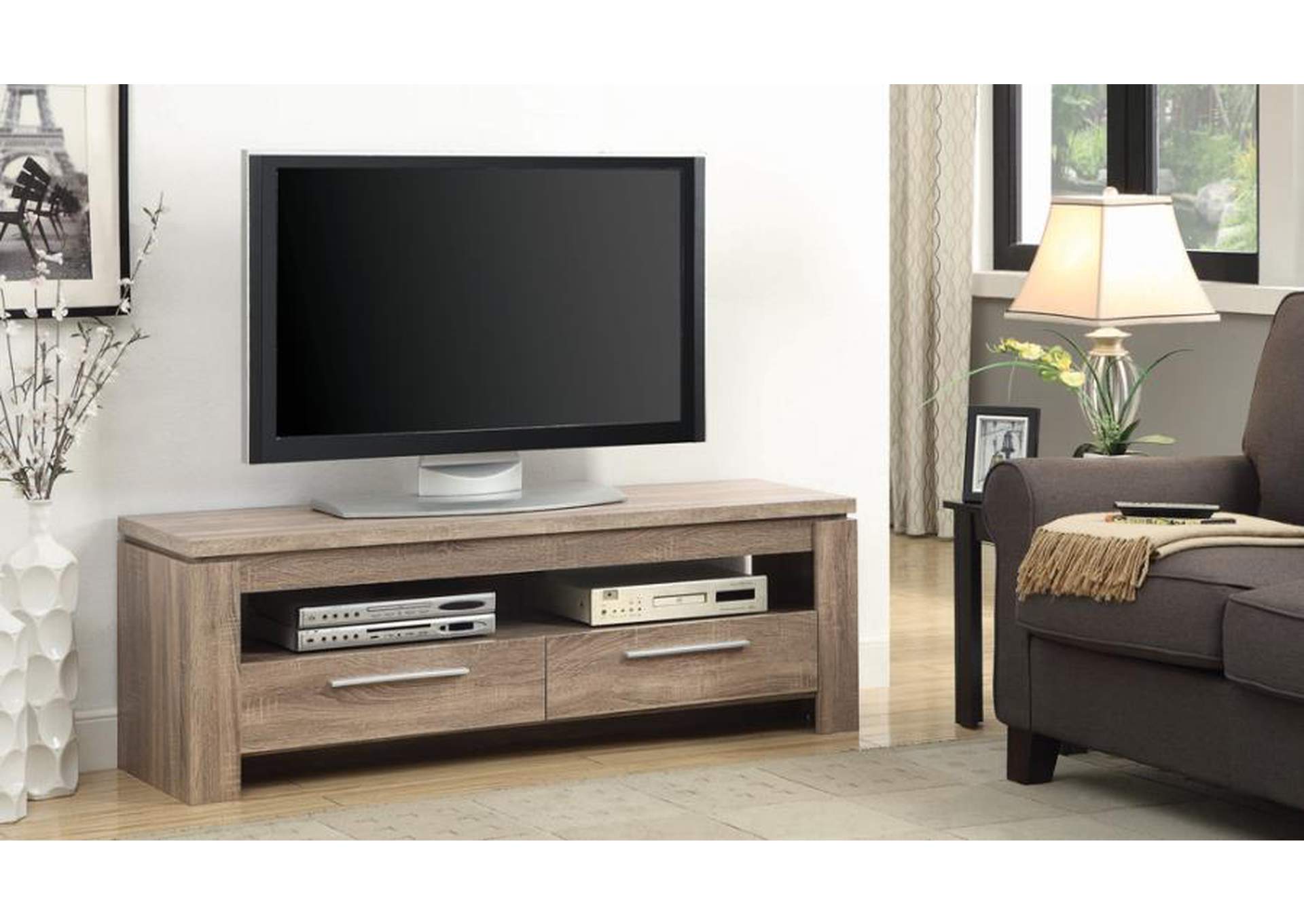 2-drawer TV Console Weathered Brown,Coaster Furniture