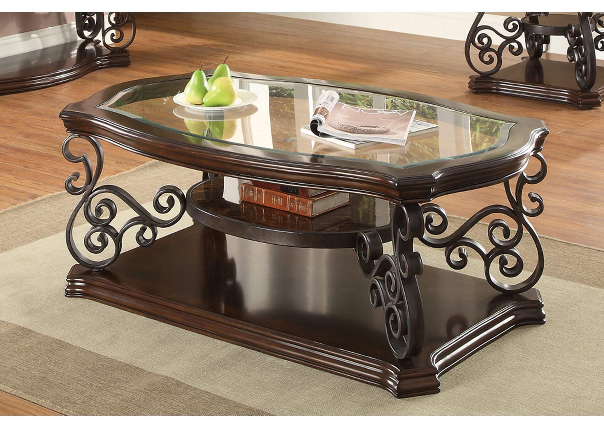 Laney Coffee Table Deep Merlot and Clear,Coaster Furniture