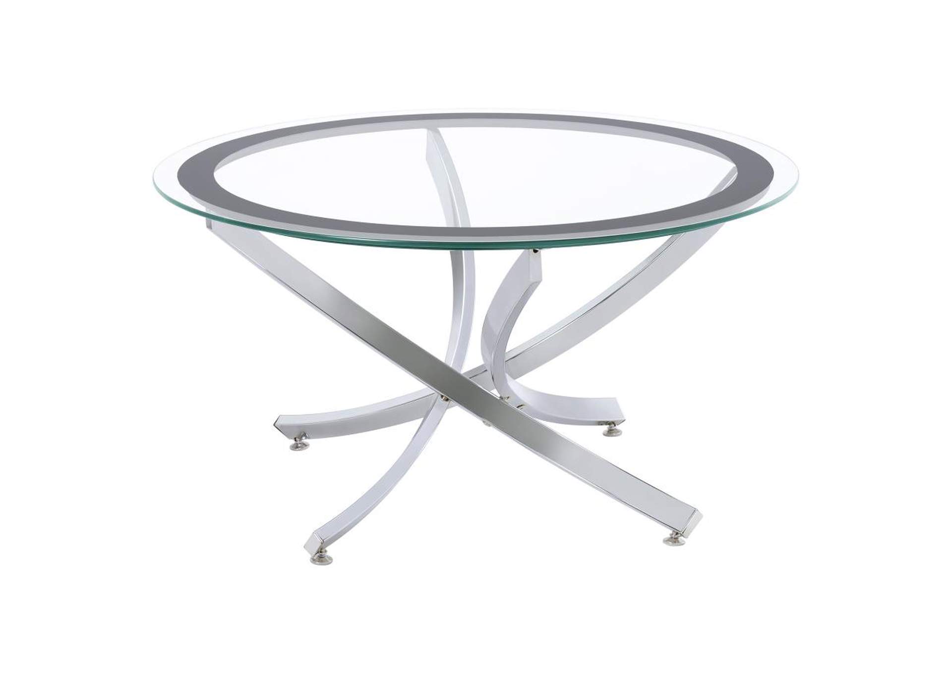Brooke Glass Top Coffee Table Chrome And Black,Coaster Furniture