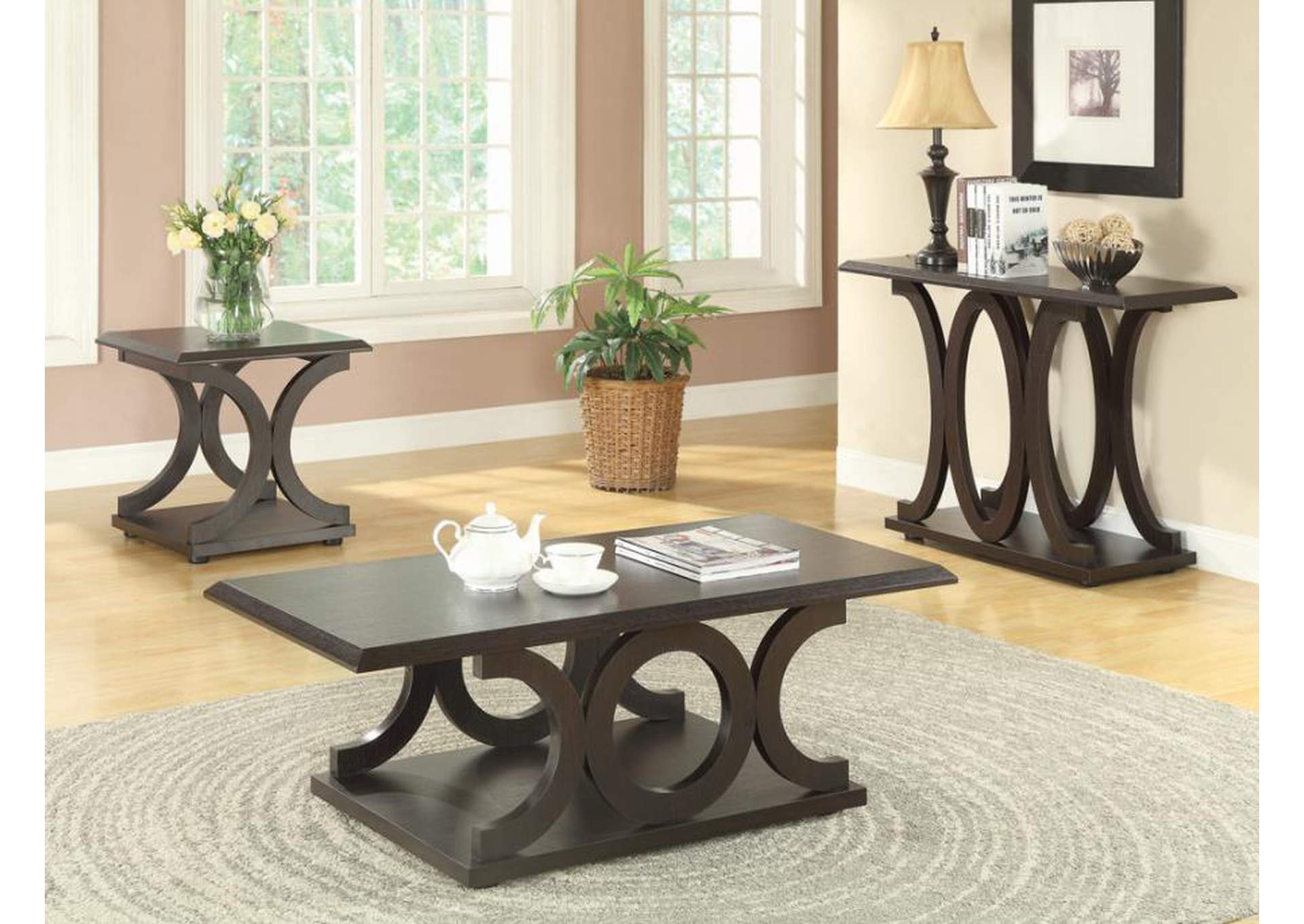 Shelly C-Shaped Base Coffee Table Cappuccino,Coaster Furniture