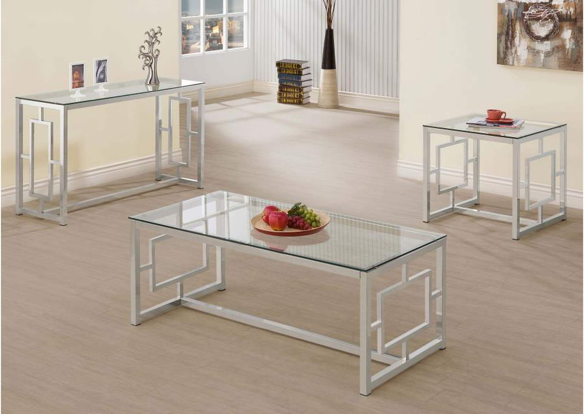 Merced Rectangle Glass Top Coffee Table Nickel,Coaster Furniture