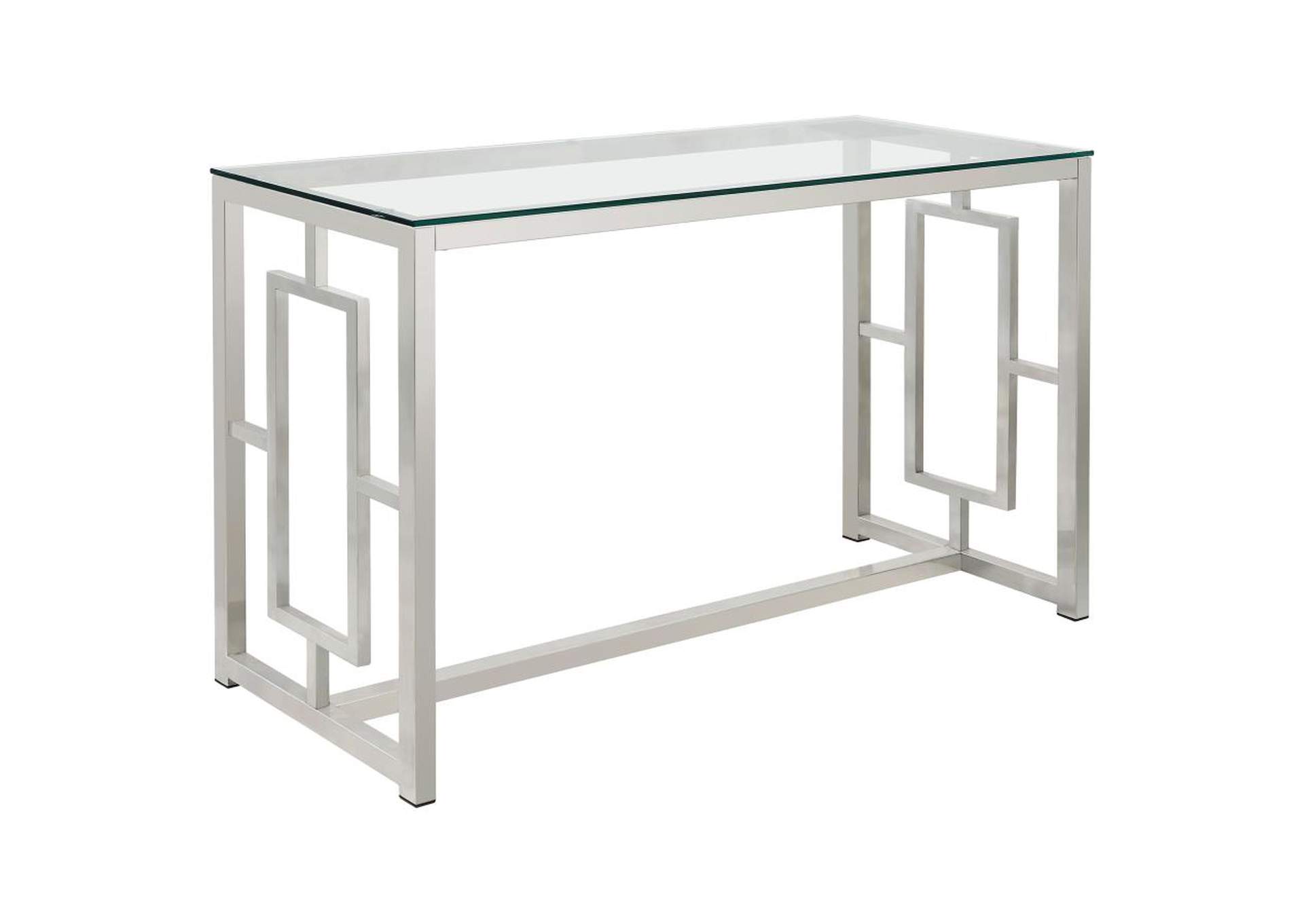 Merced Rectangle Glass Top Sofa Table Nickel,Coaster Furniture