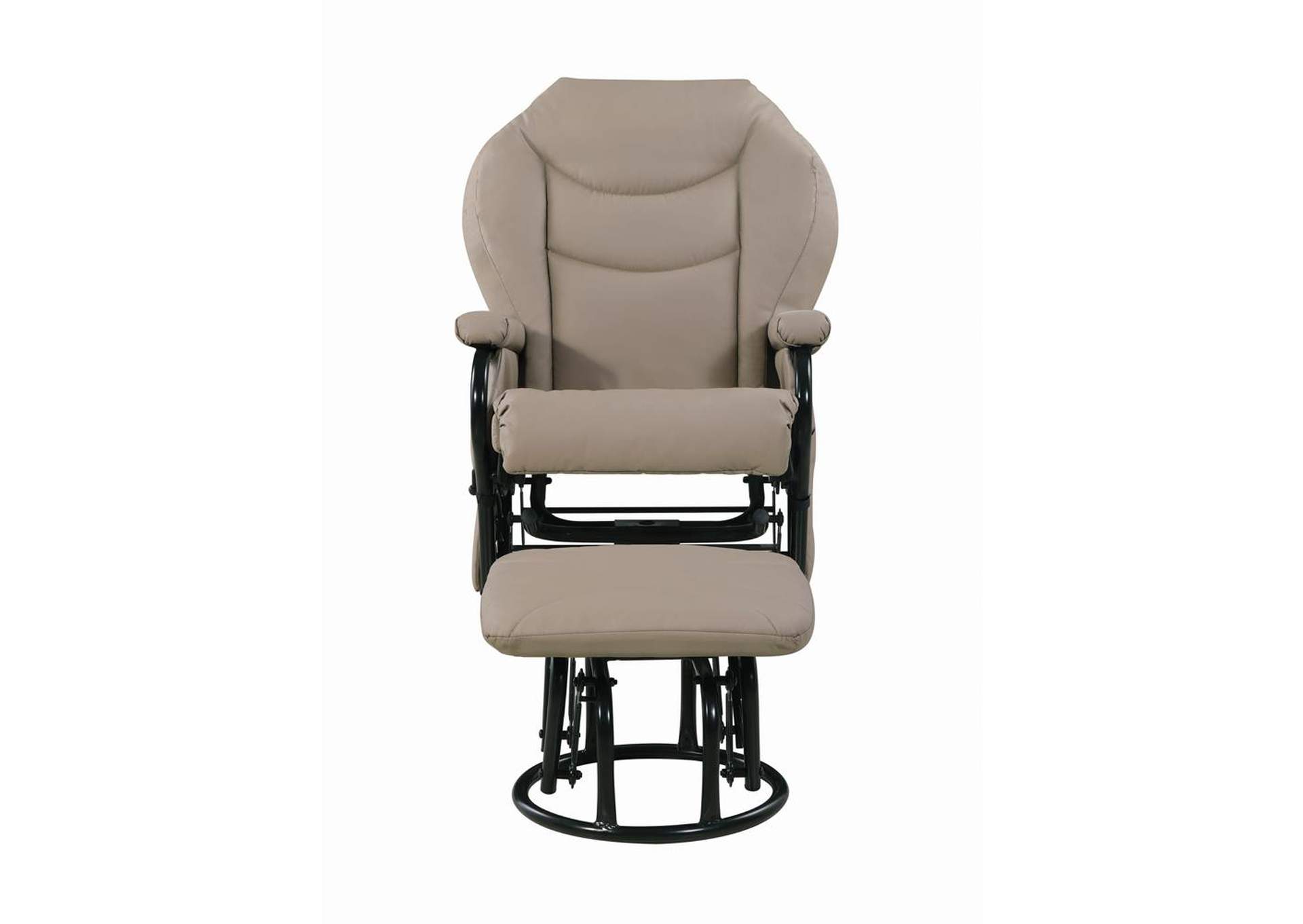 Upholstered Glider Recliner with Ottoman Beige and Black,Coaster Furniture