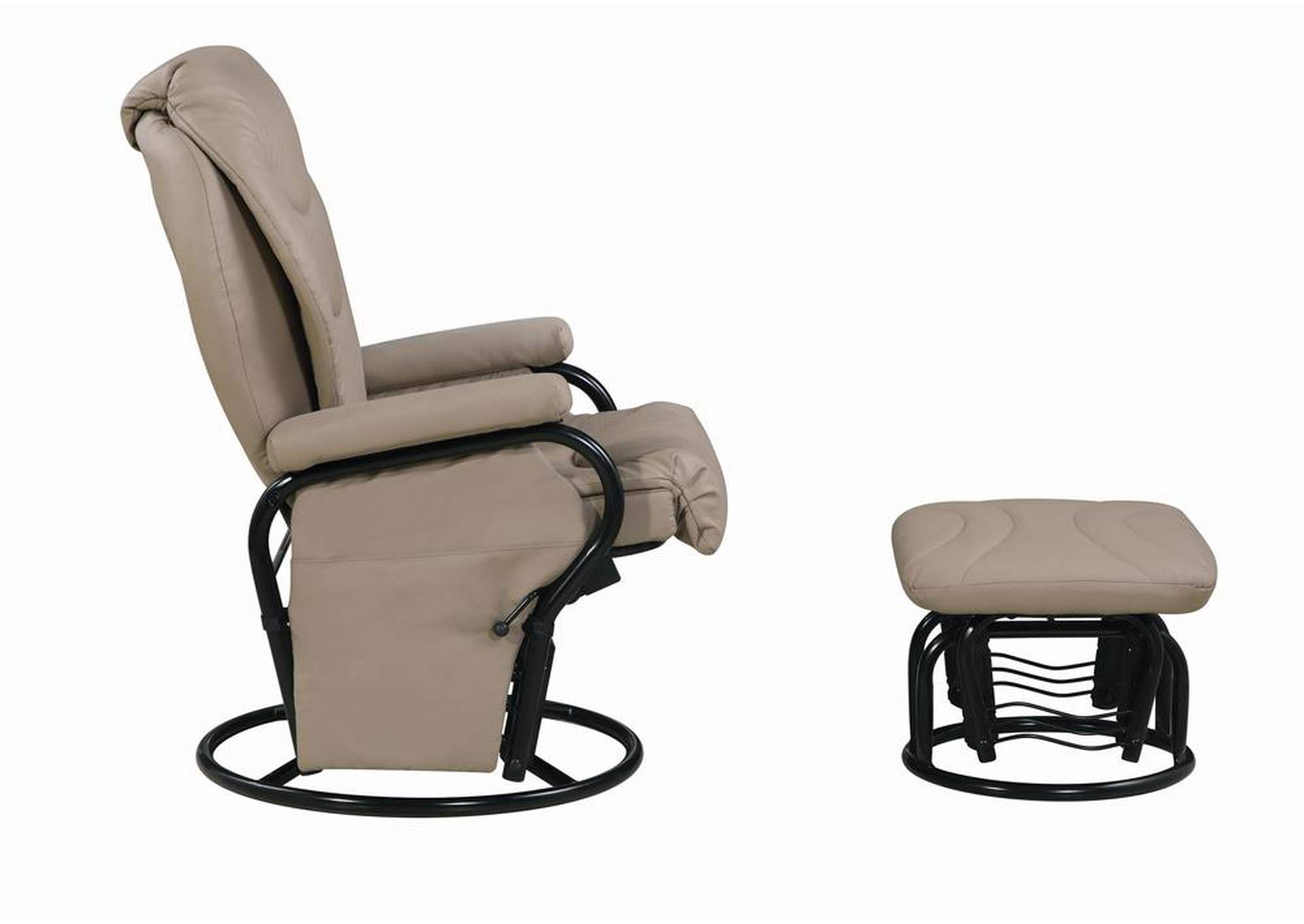 Upholstered Glider Recliner with Ottoman Beige and Black,Coaster Furniture