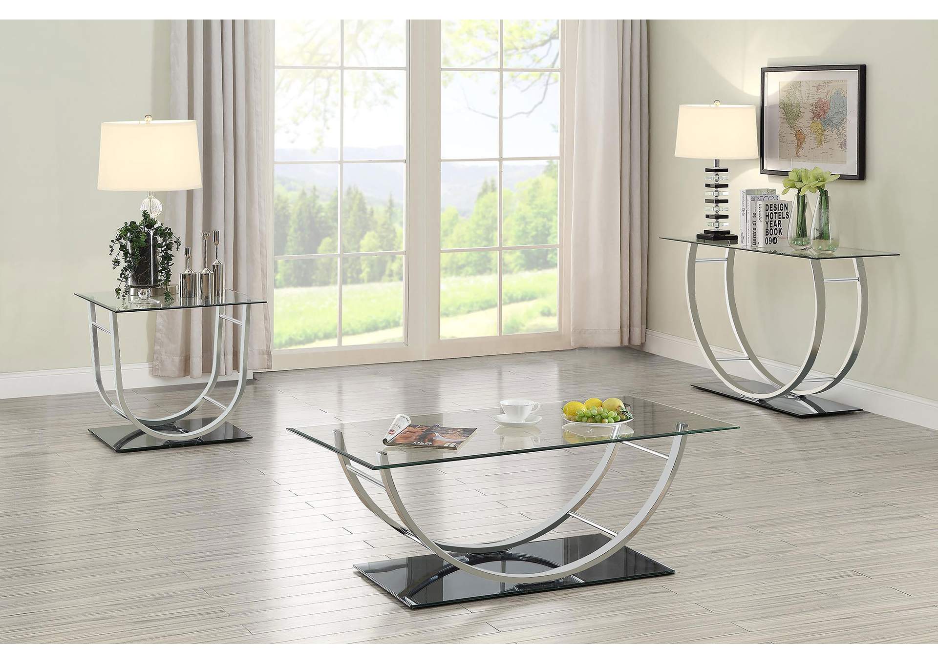 Danville U-shaped Sofa Table Chrome,Coaster Furniture