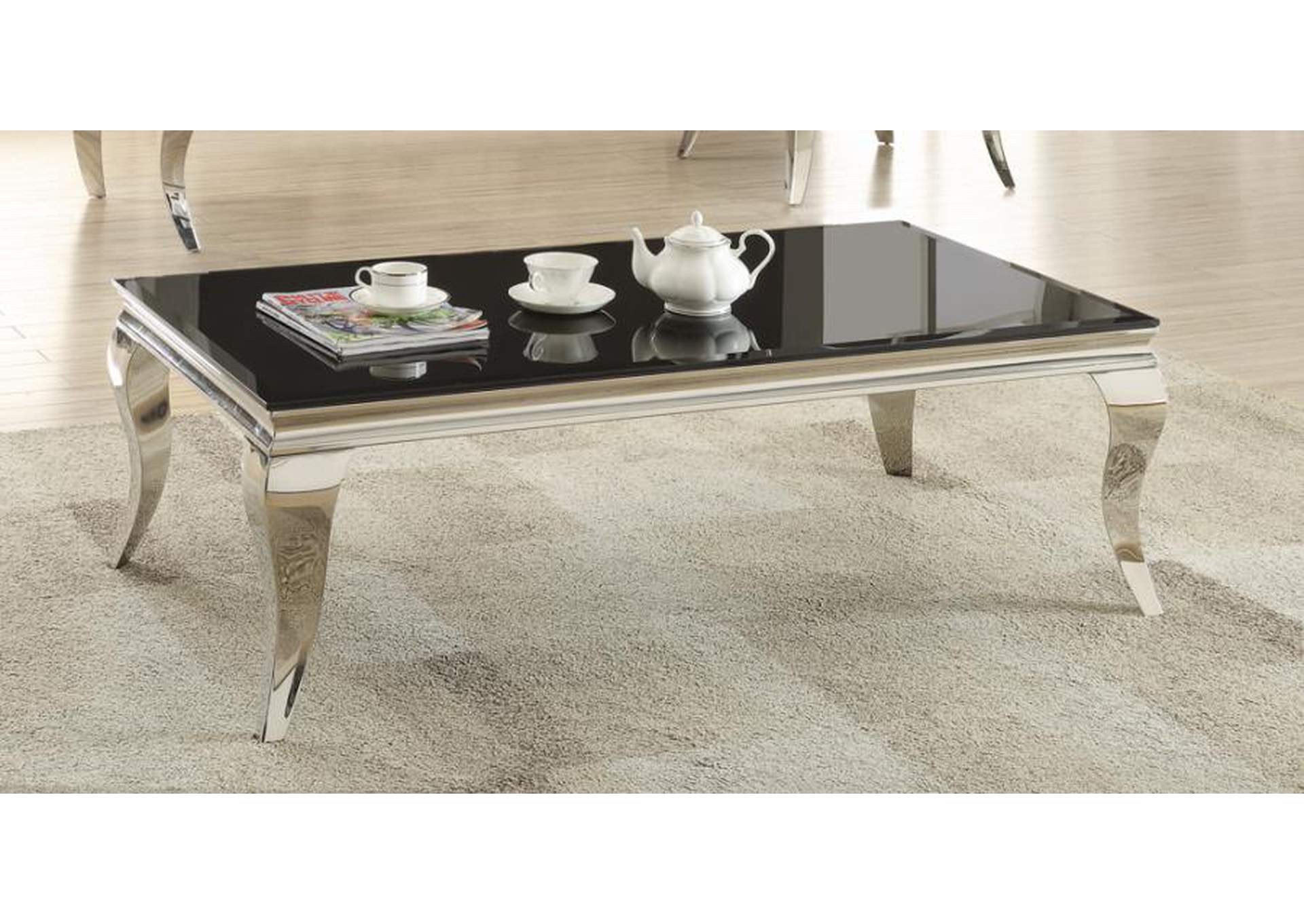 Rectangular Coffee Table Chrome and Black,Coaster Furniture