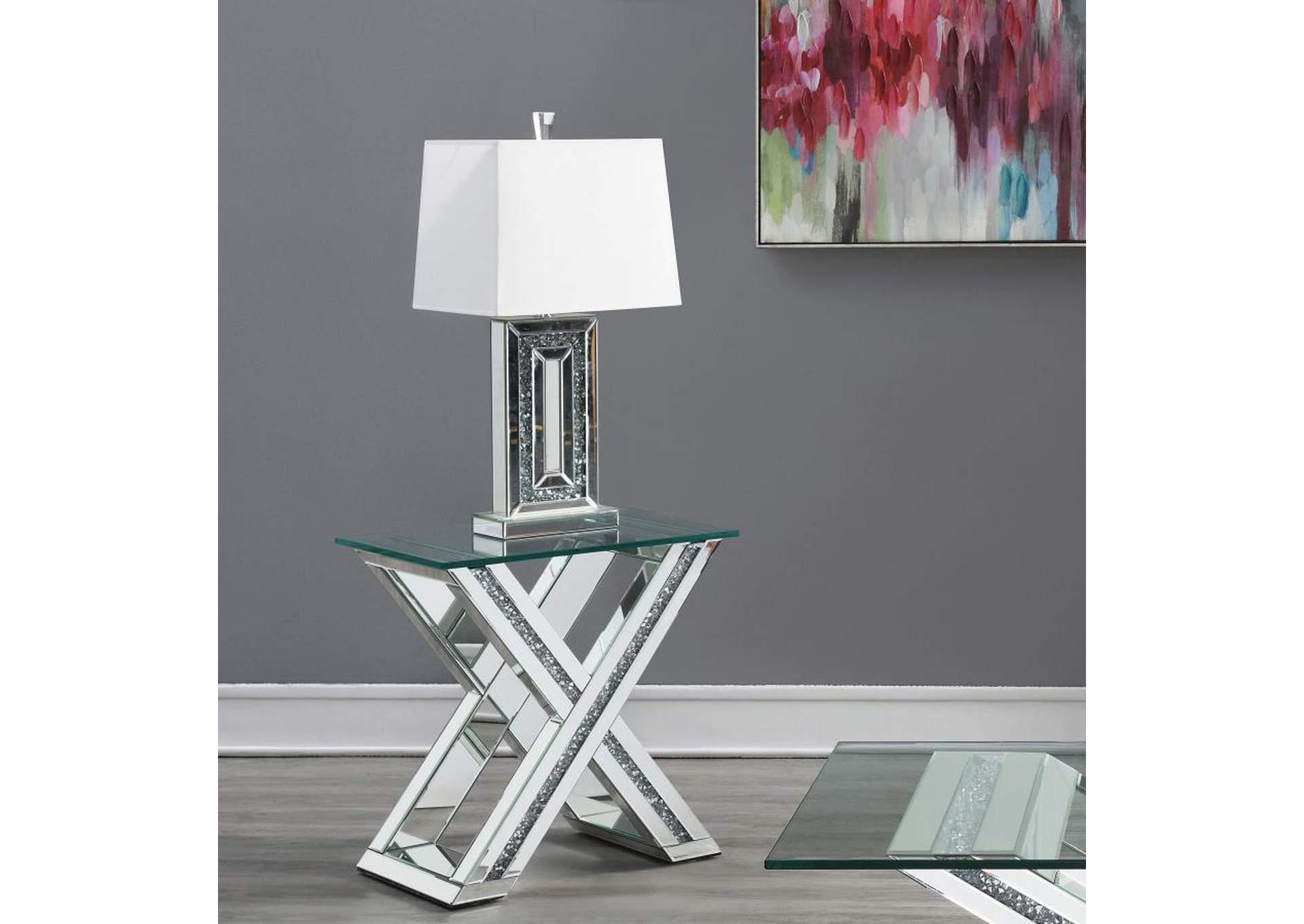 Bonnie X-Base Rectangle Glass Top End Table Mirror,Coaster Furniture