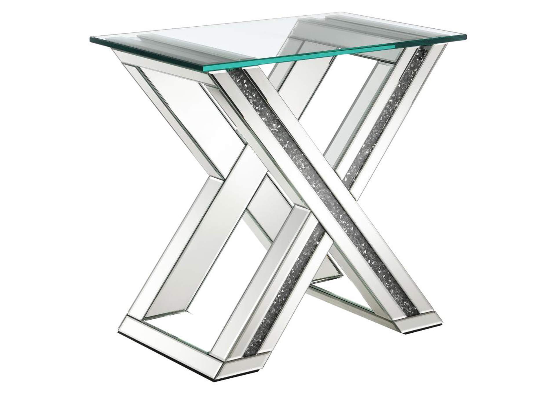 Bonnie X-Base Rectangle Glass Top End Table Mirror,Coaster Furniture