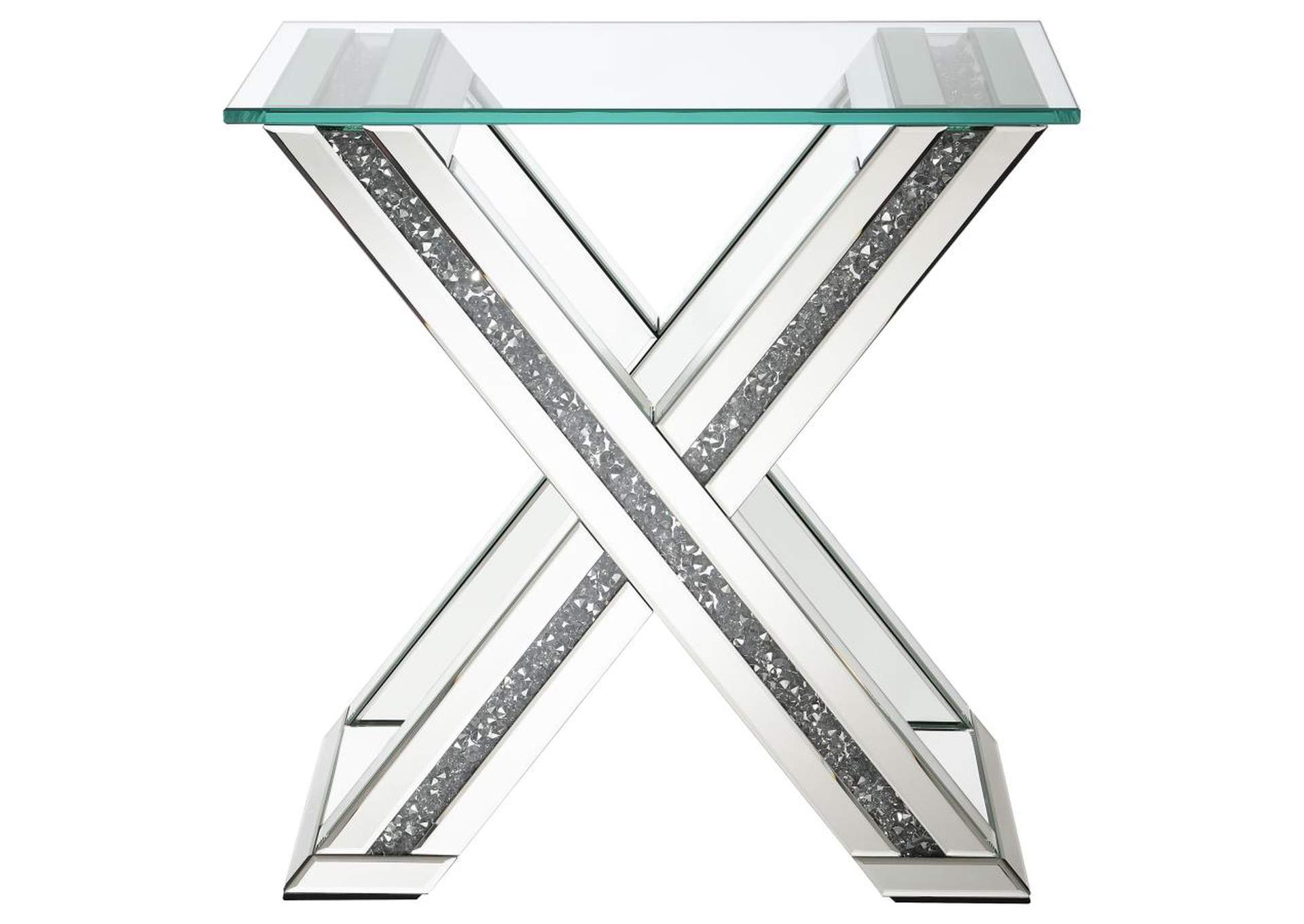 Bonnie X-Base Rectangle Glass Top End Table Mirror,Coaster Furniture