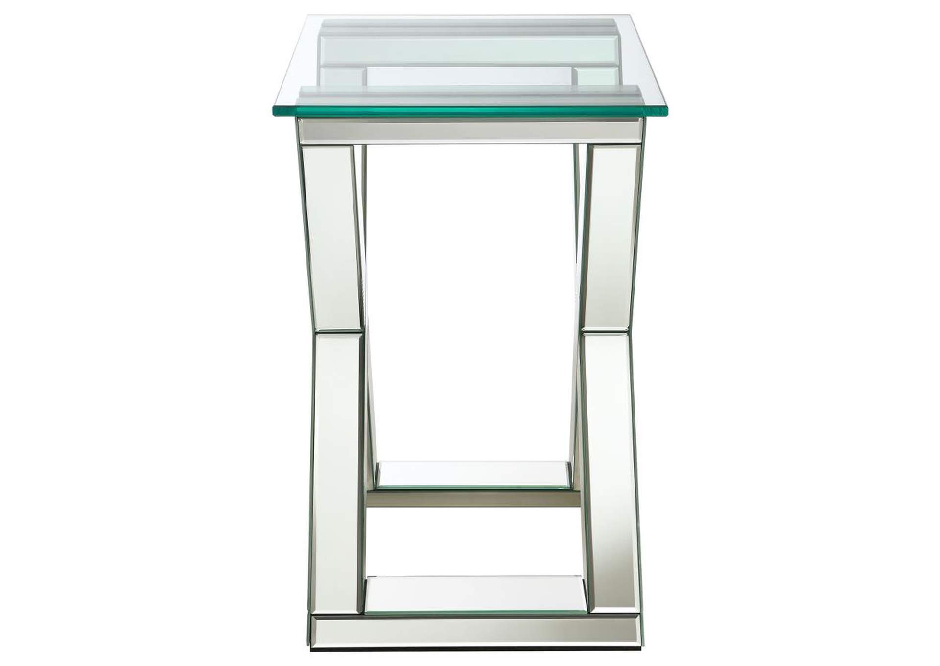 Bonnie X-Base Rectangle Glass Top End Table Mirror,Coaster Furniture