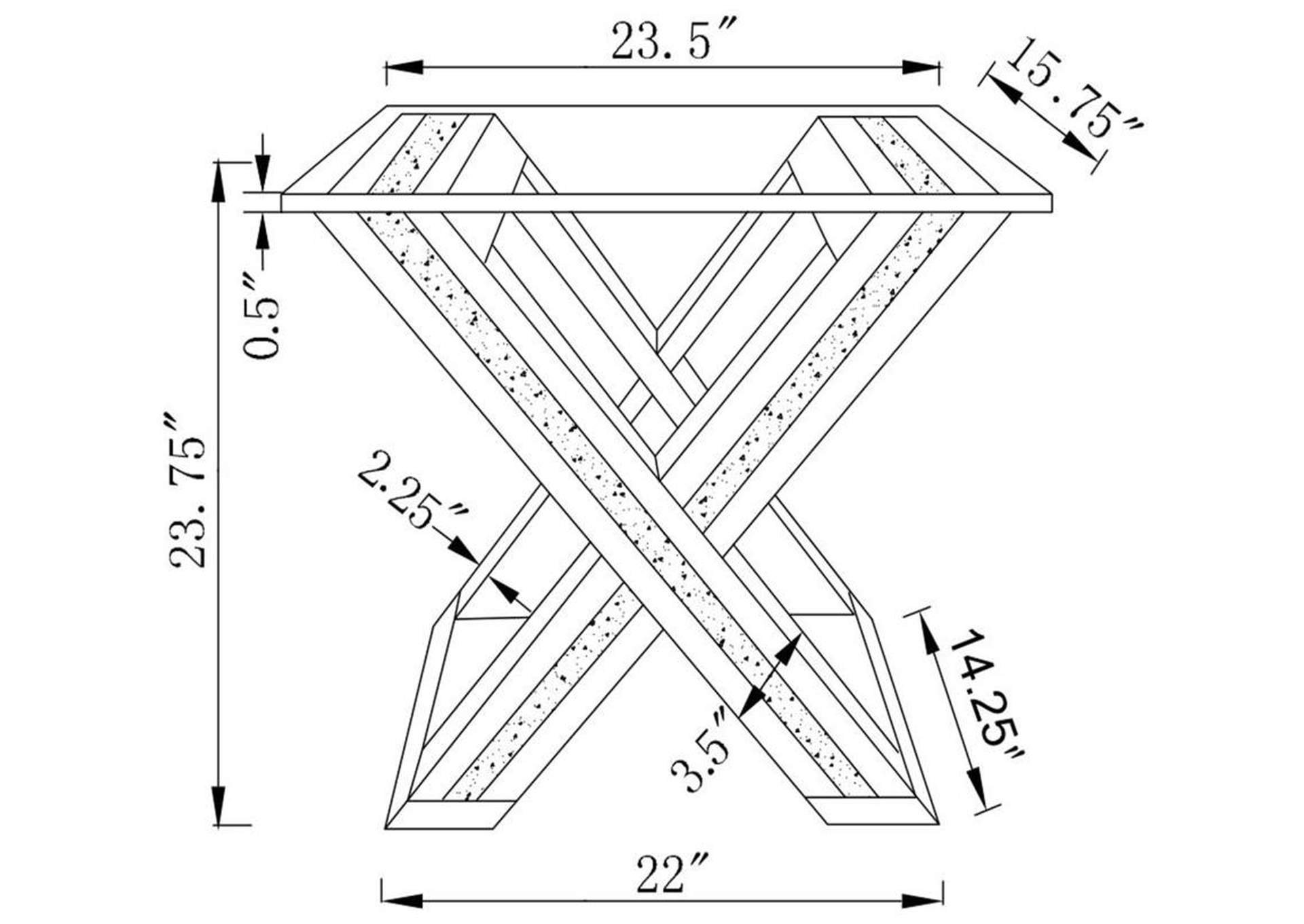 Bonnie X-Base Rectangle Glass Top End Table Mirror,Coaster Furniture