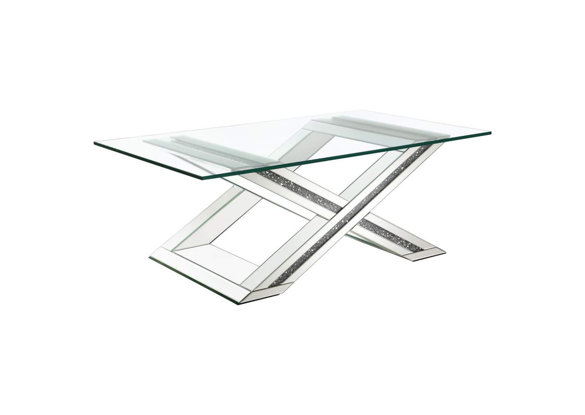 Bonnie X-Base Rectangle Glass Top Coffee Table Mirror,Coaster Furniture