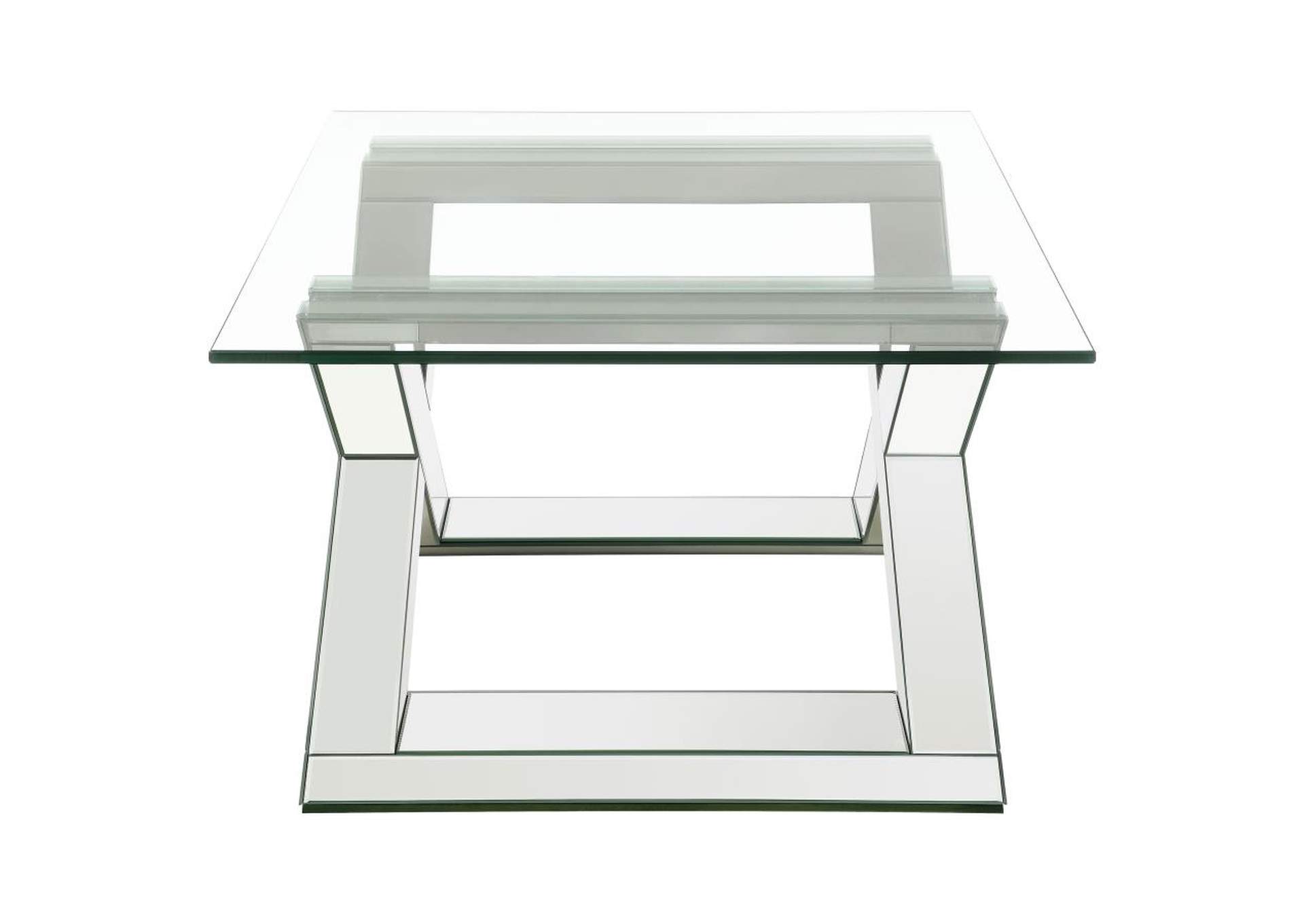 Bonnie X-Base Rectangle Glass Top Coffee Table Mirror,Coaster Furniture