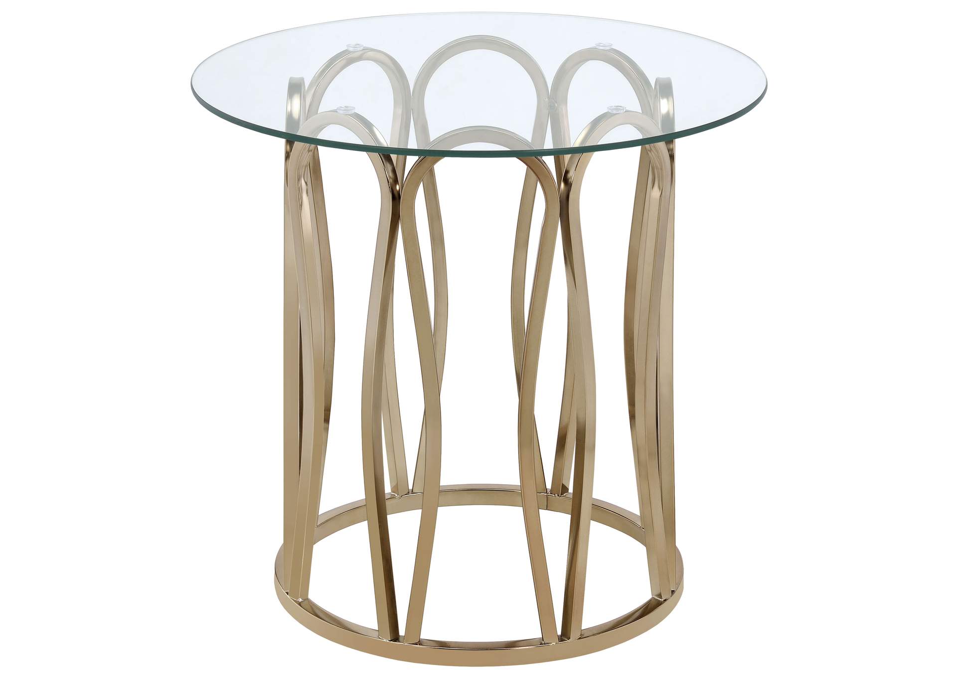Monett Round End Table Chocolate Chrome and Clear,Coaster Furniture