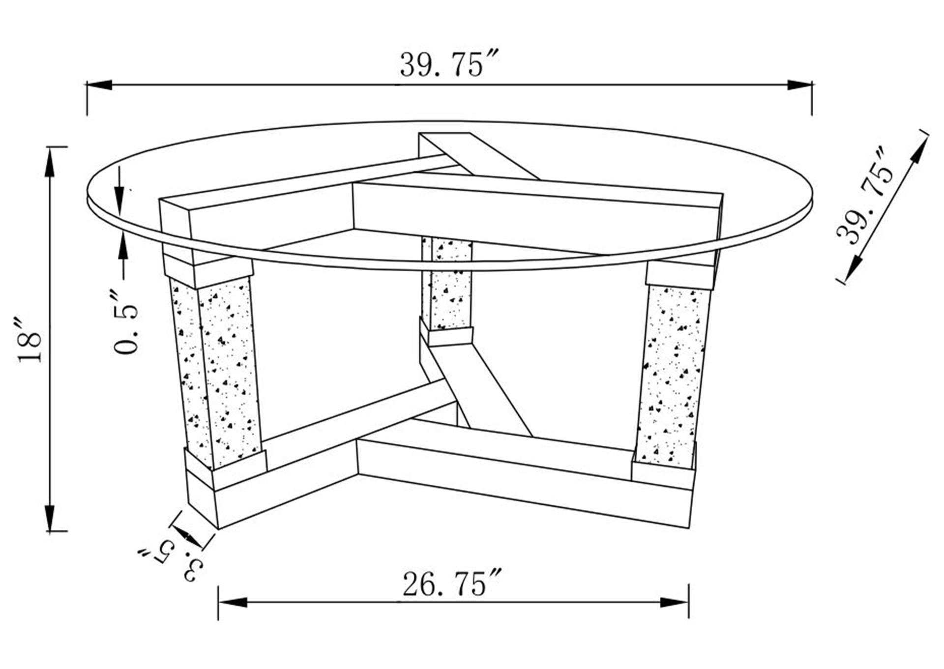 Octave Square Post Legs Round Coffee Table Mirror,Coaster Furniture