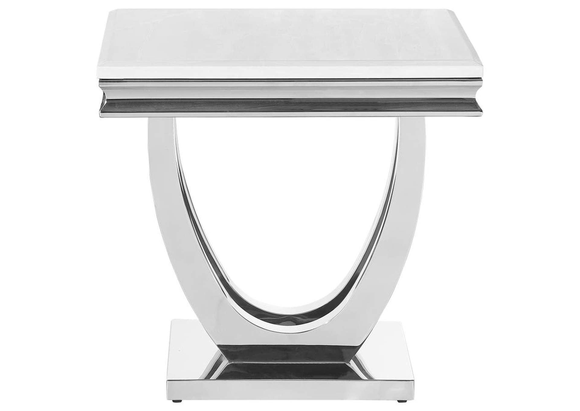 Adabella U-Base Square End Table White And Chrome,Coaster Furniture