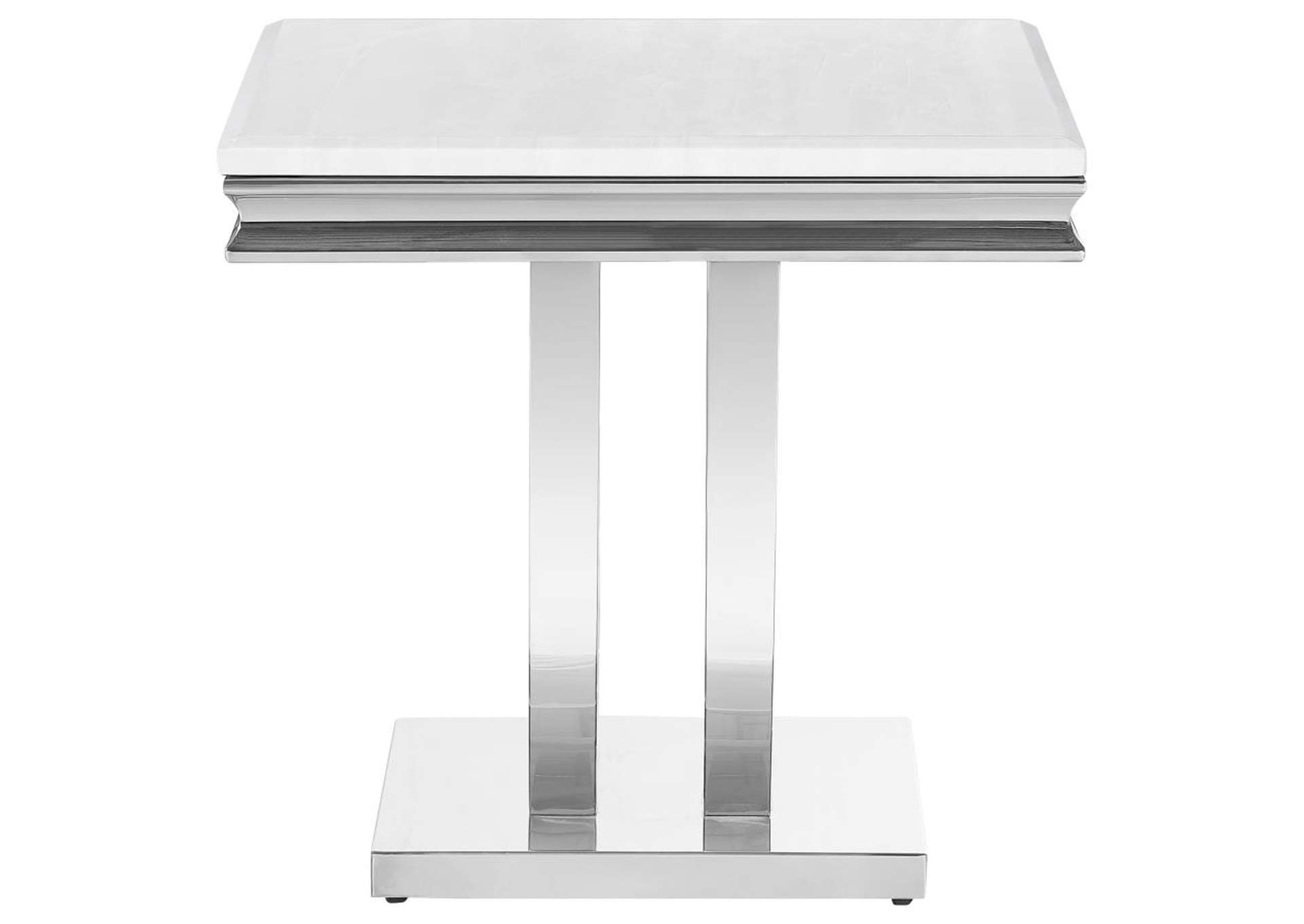 Adabella U-Base Square End Table White And Chrome,Coaster Furniture